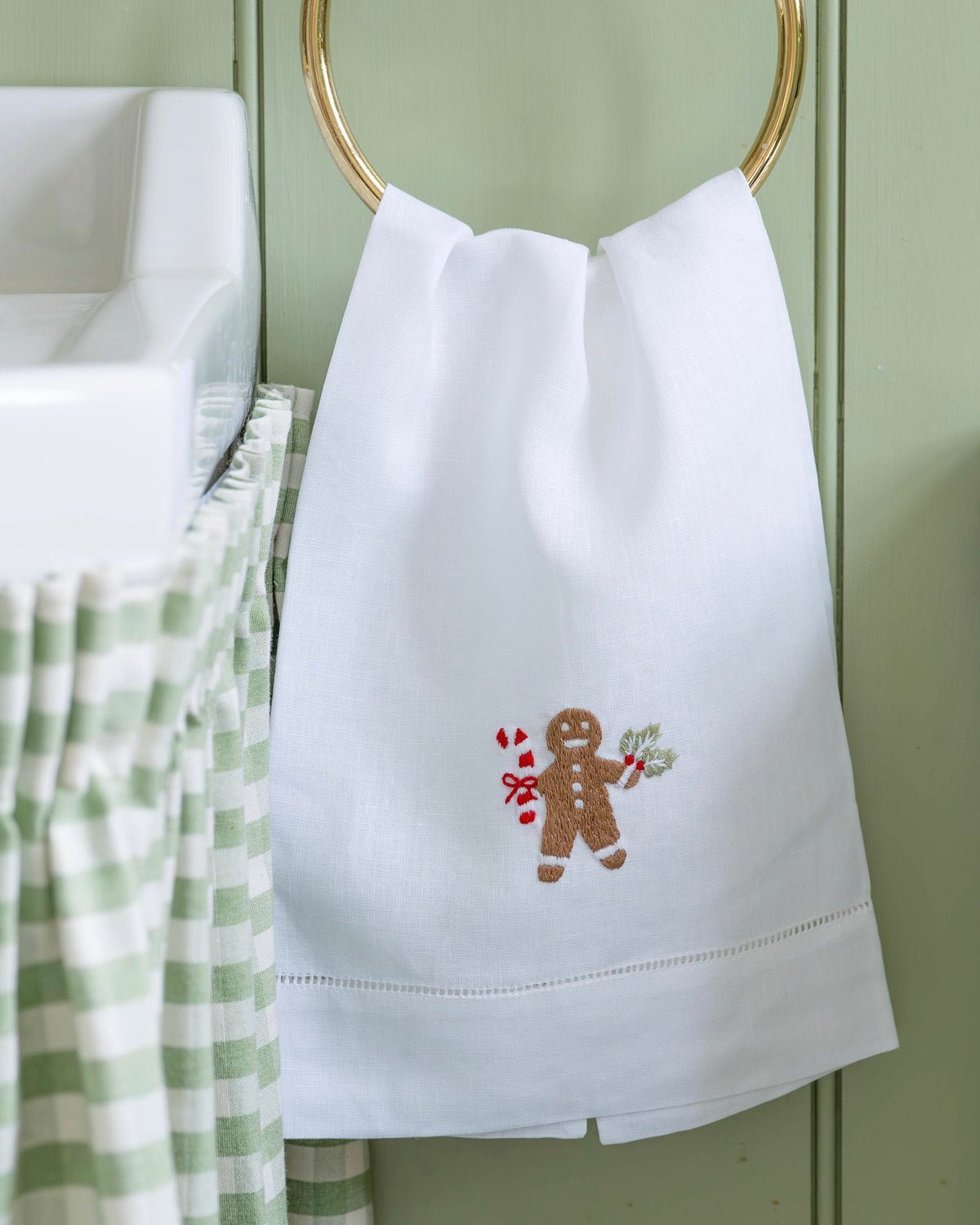Gingerbread Man Embroidered Hand Towel