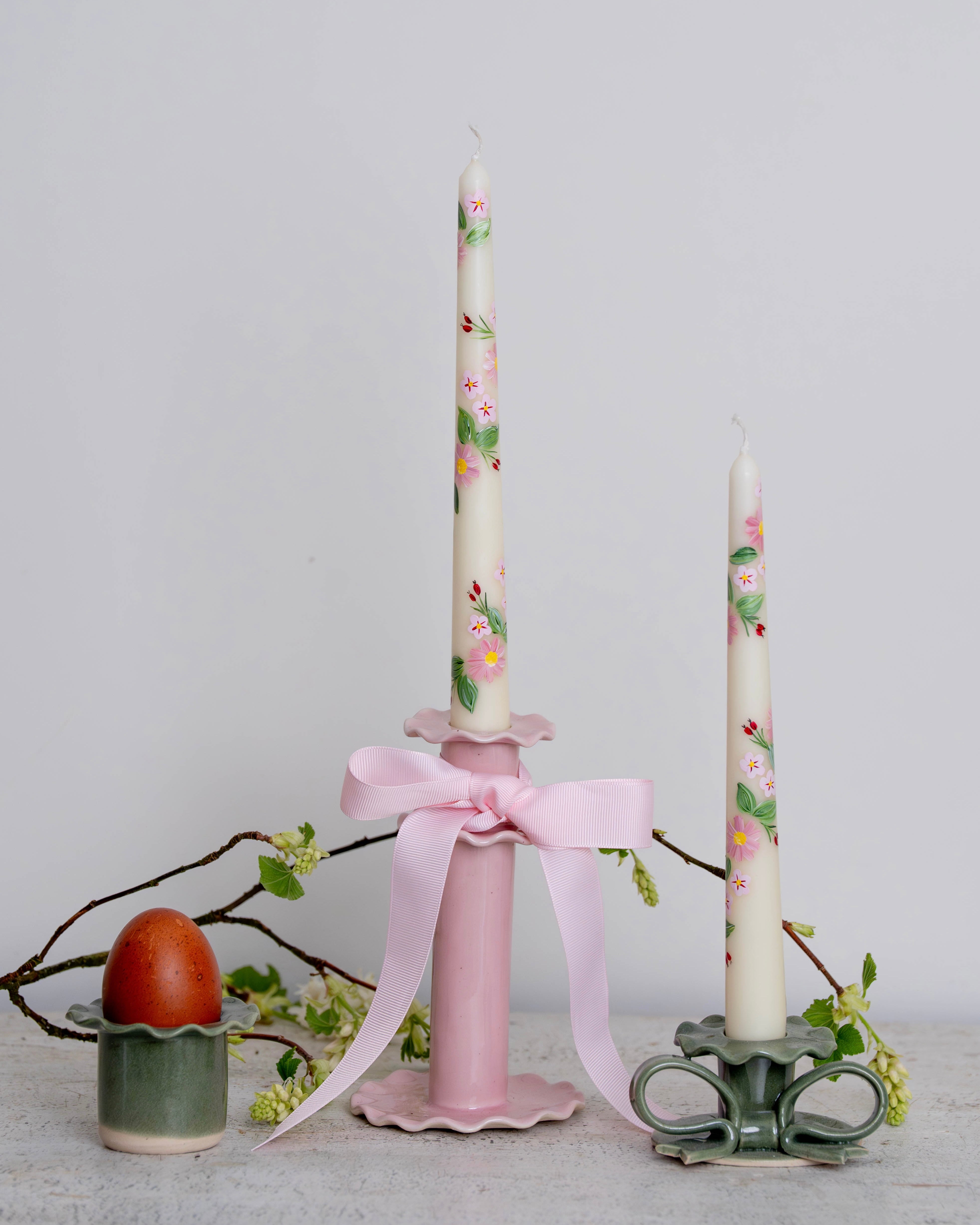 Pink Frilled Candlestick (Tall)