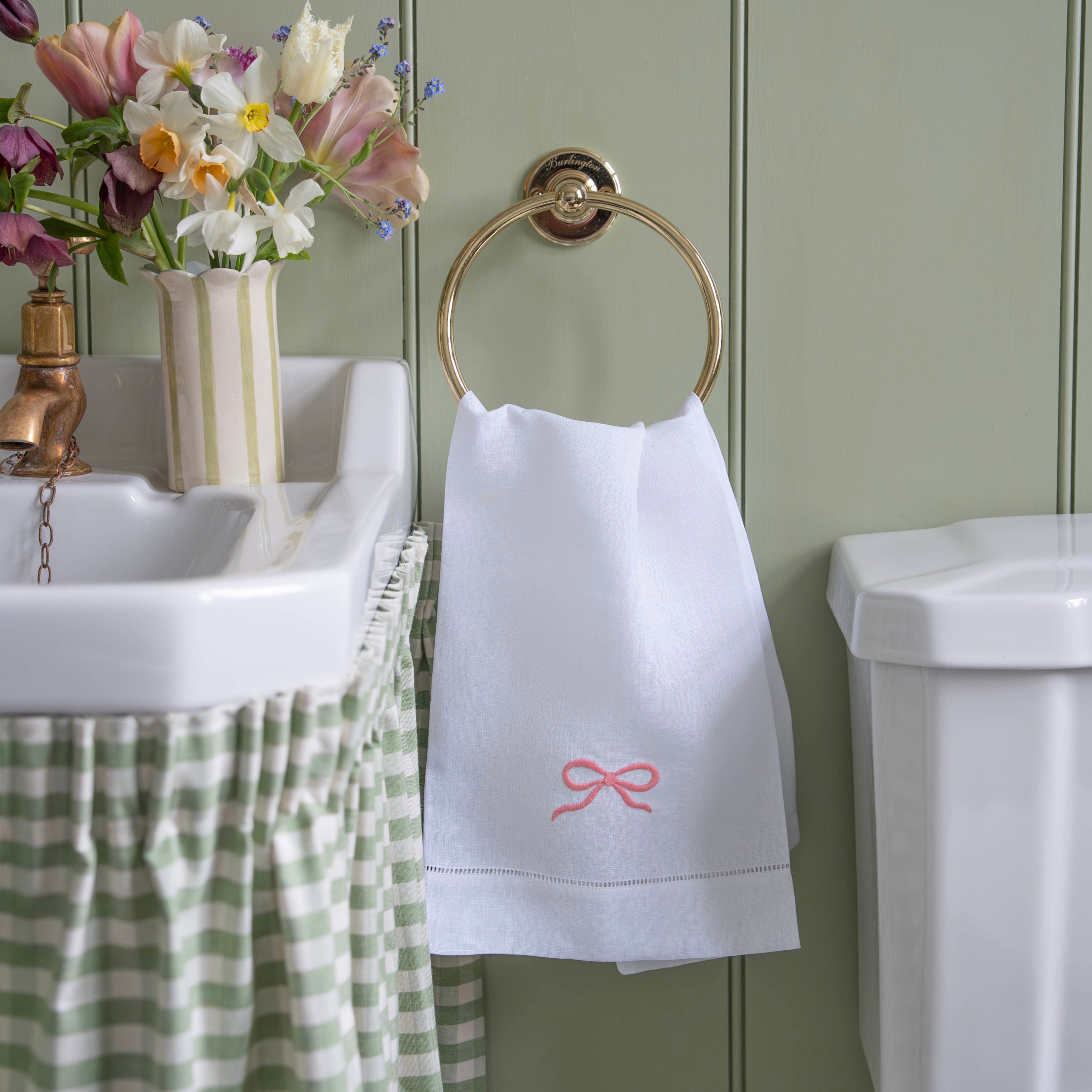 Pink Bow Embroidered Hand Towel