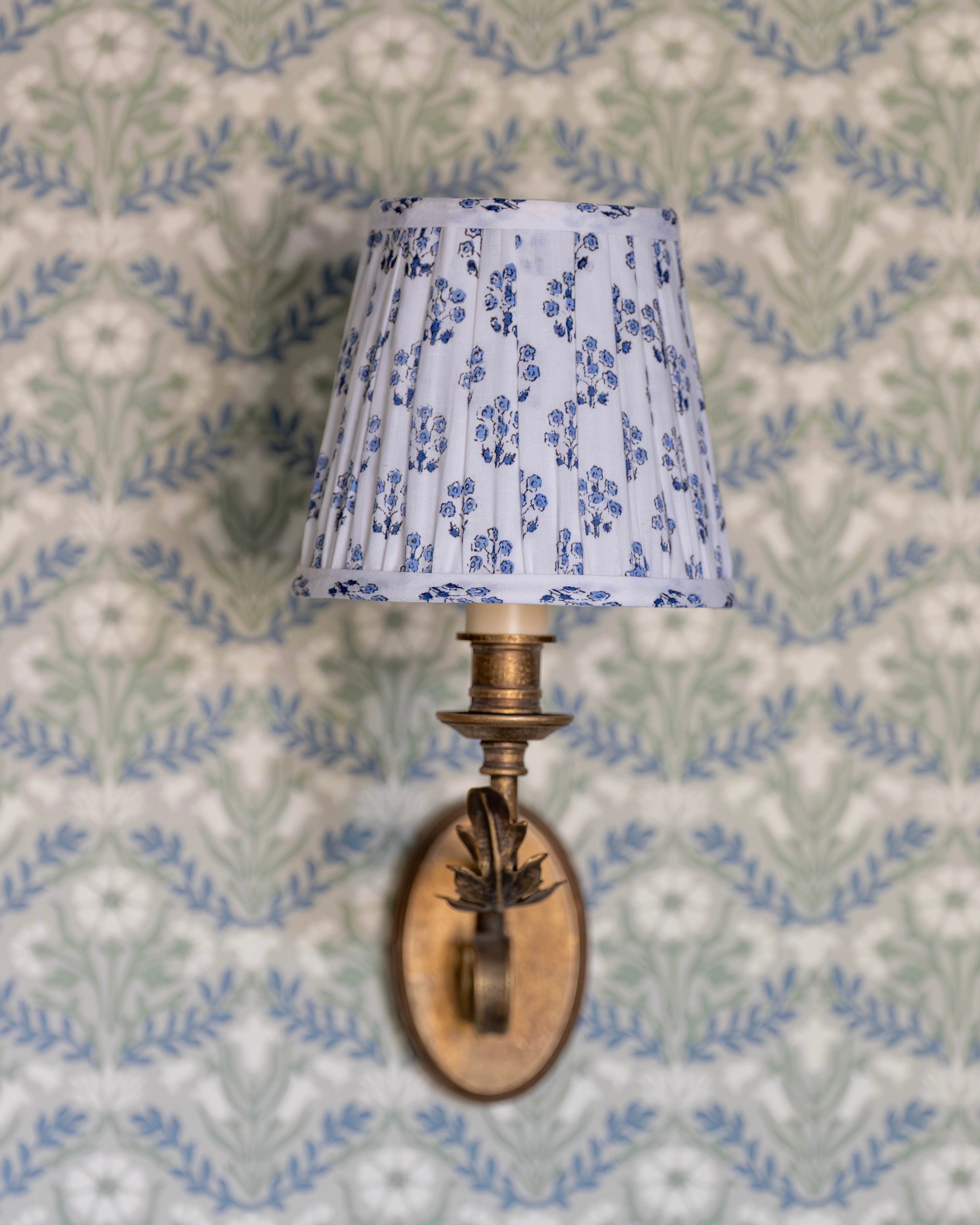Blue Daphne Handblocked Gathered Lampshade