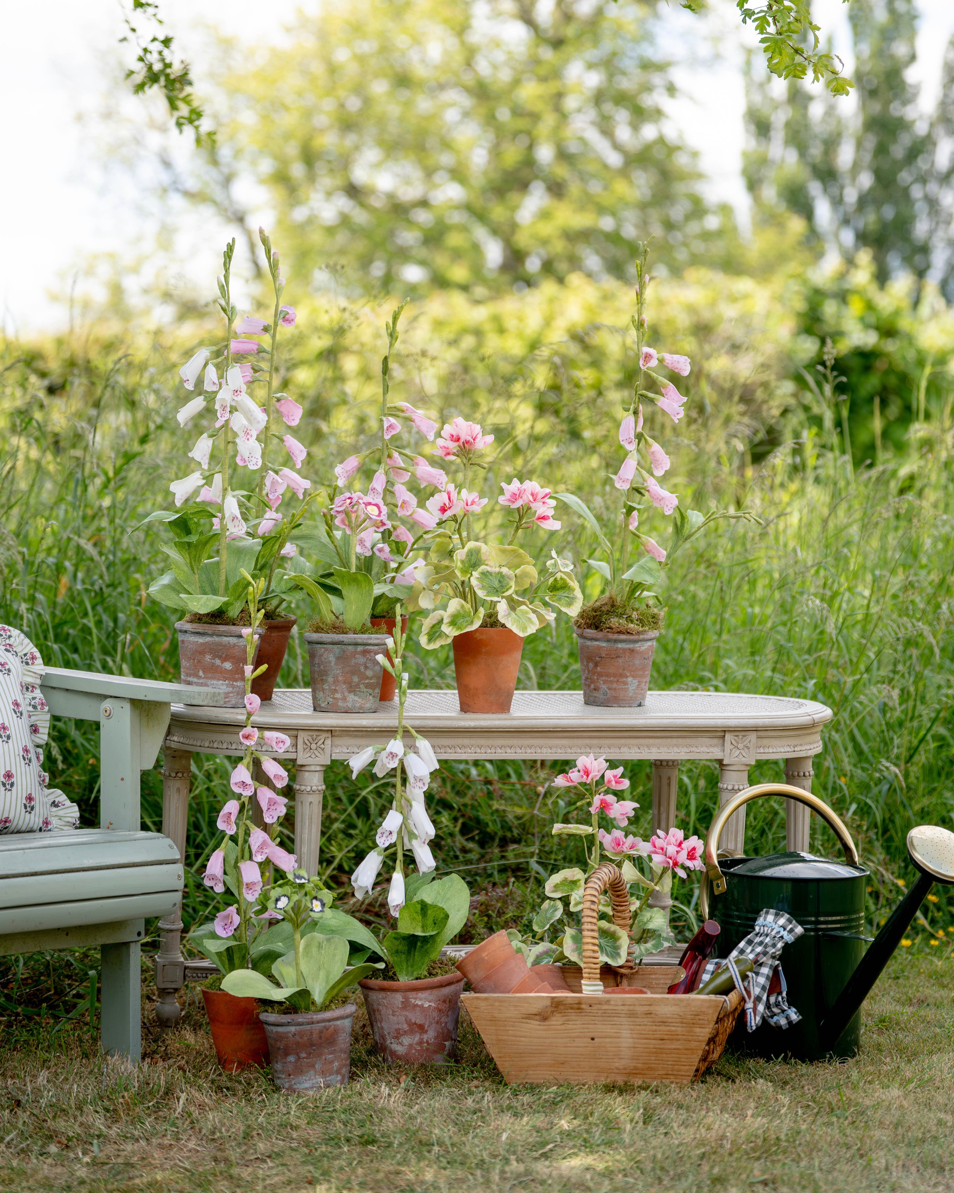 Pink Foxglove Wax Paper Flower Pot