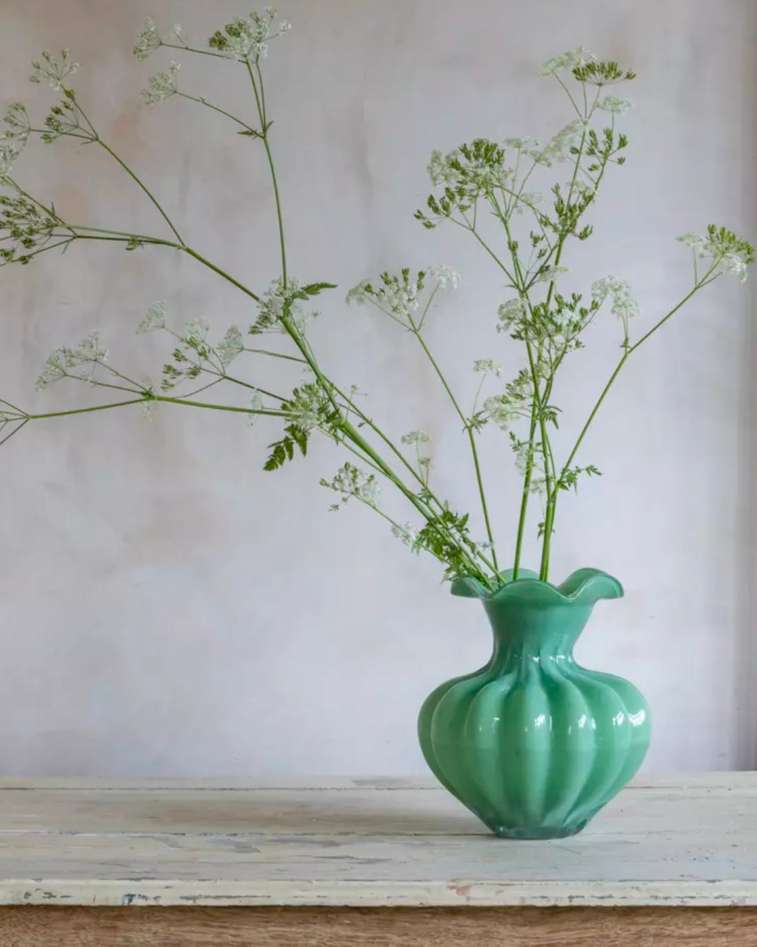 Chloe Large Green Scalloped Vase