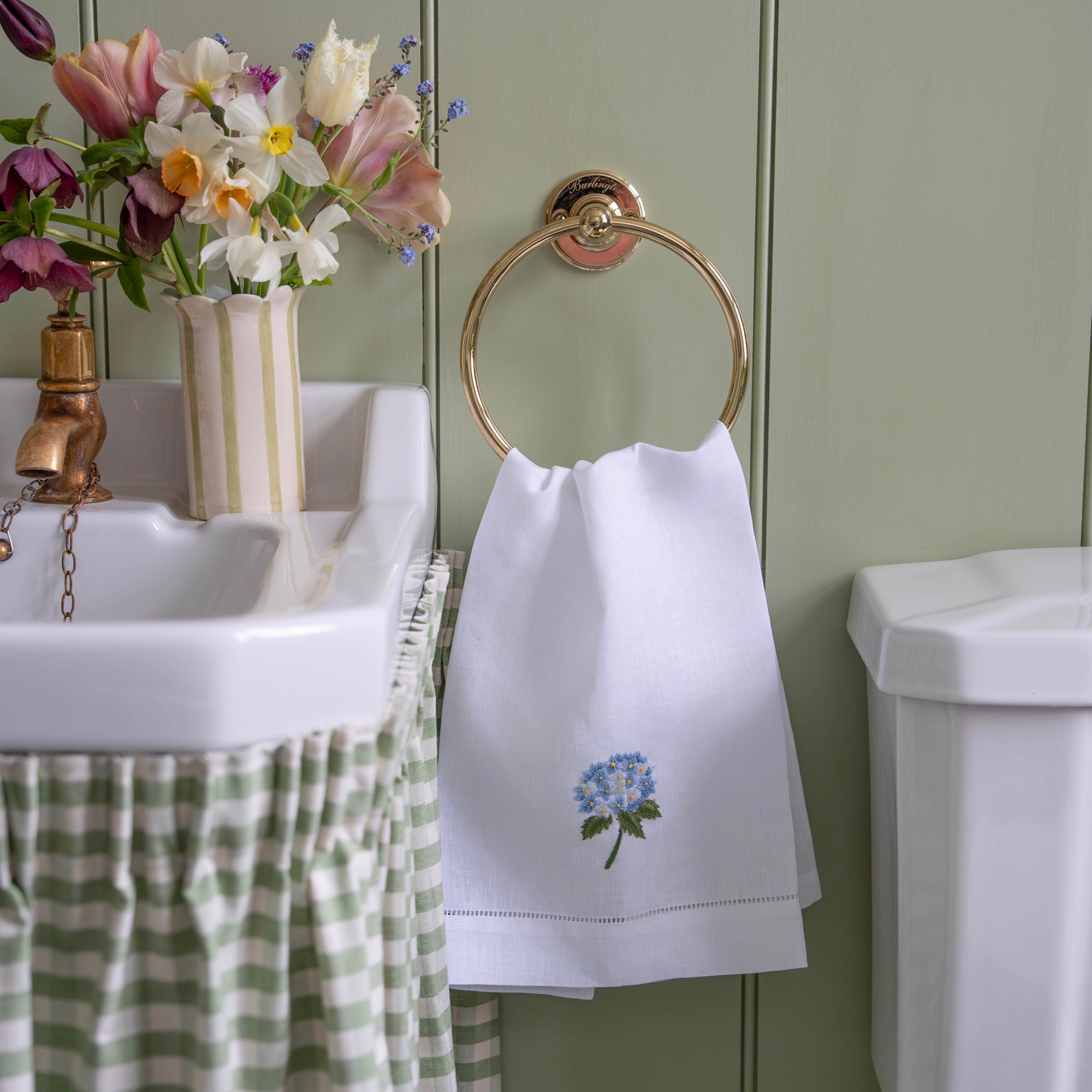 Blue Hydrangea Embroidered Hand Towel