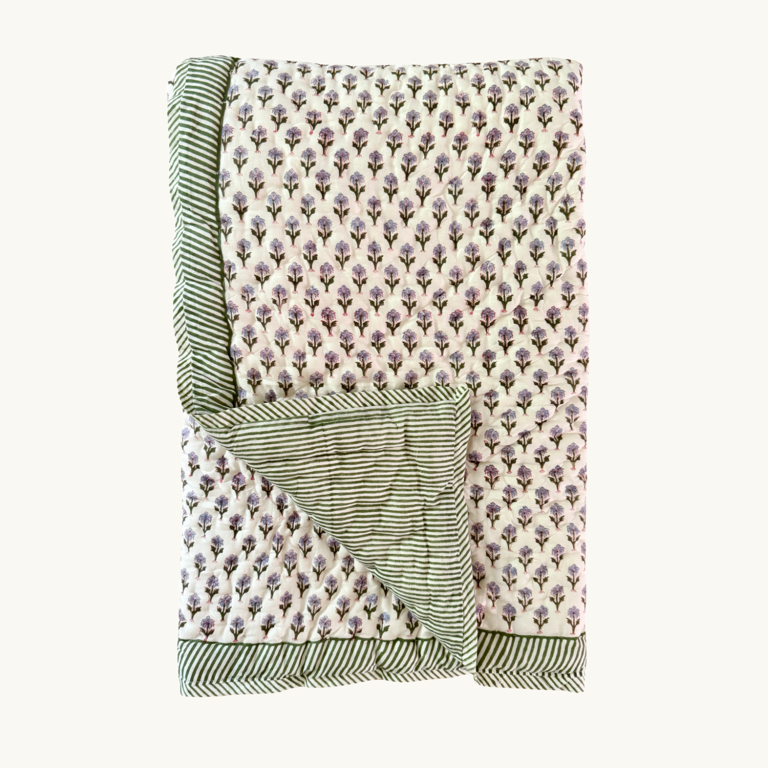 Blue and Green Jemima Handblocked Quilt