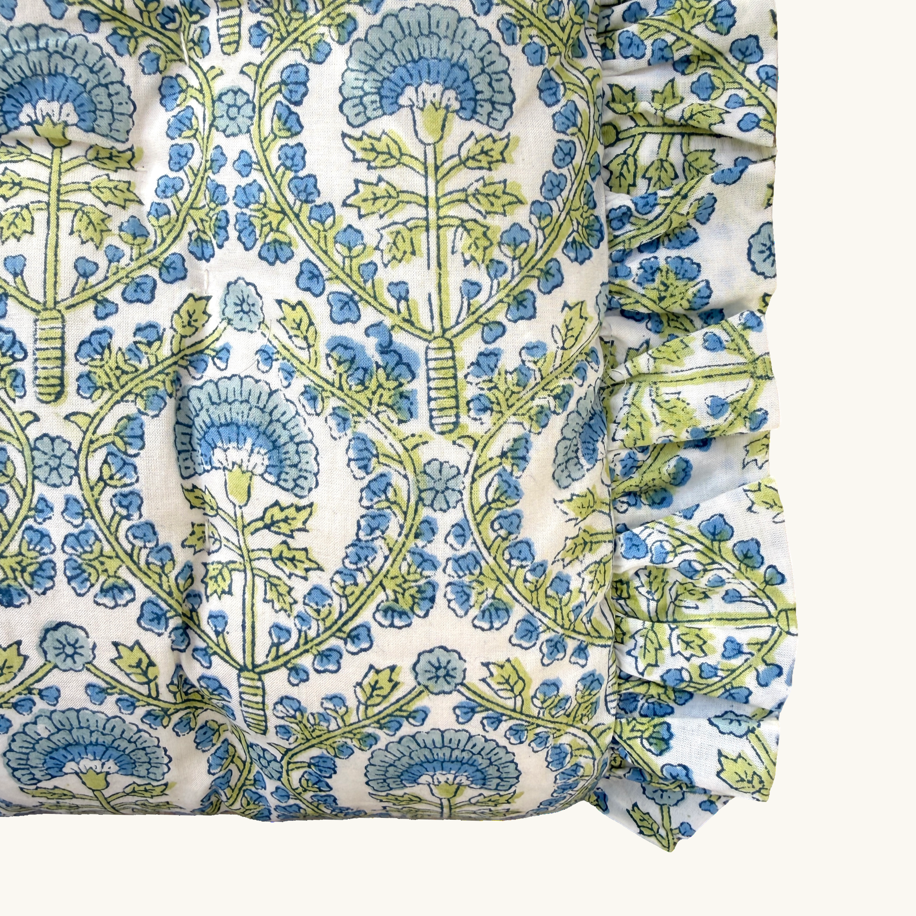 Blue Freya Handblocked Frilled Eiderdown