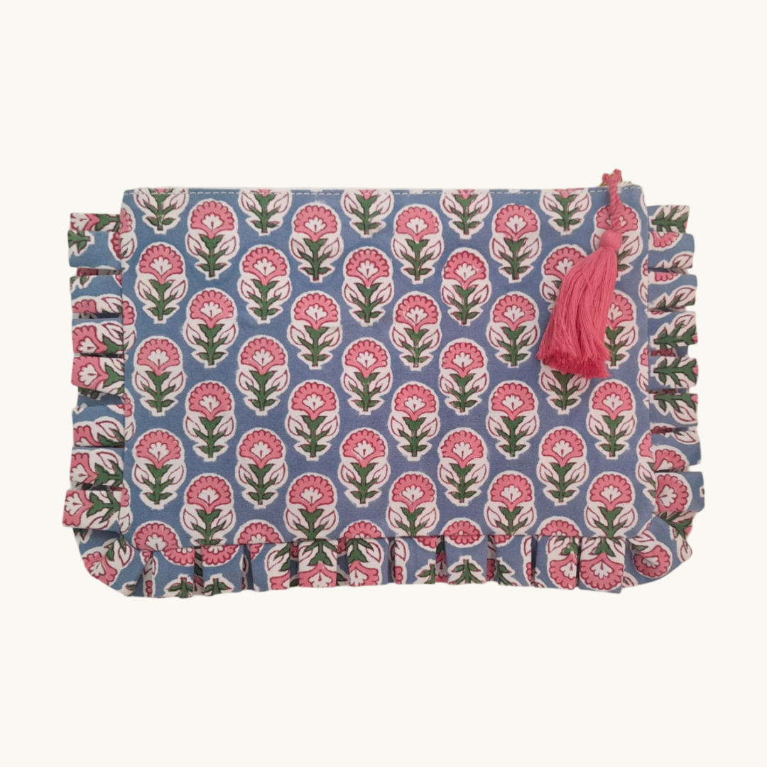 Blue Nila Canvas Frilled Swim Pouch