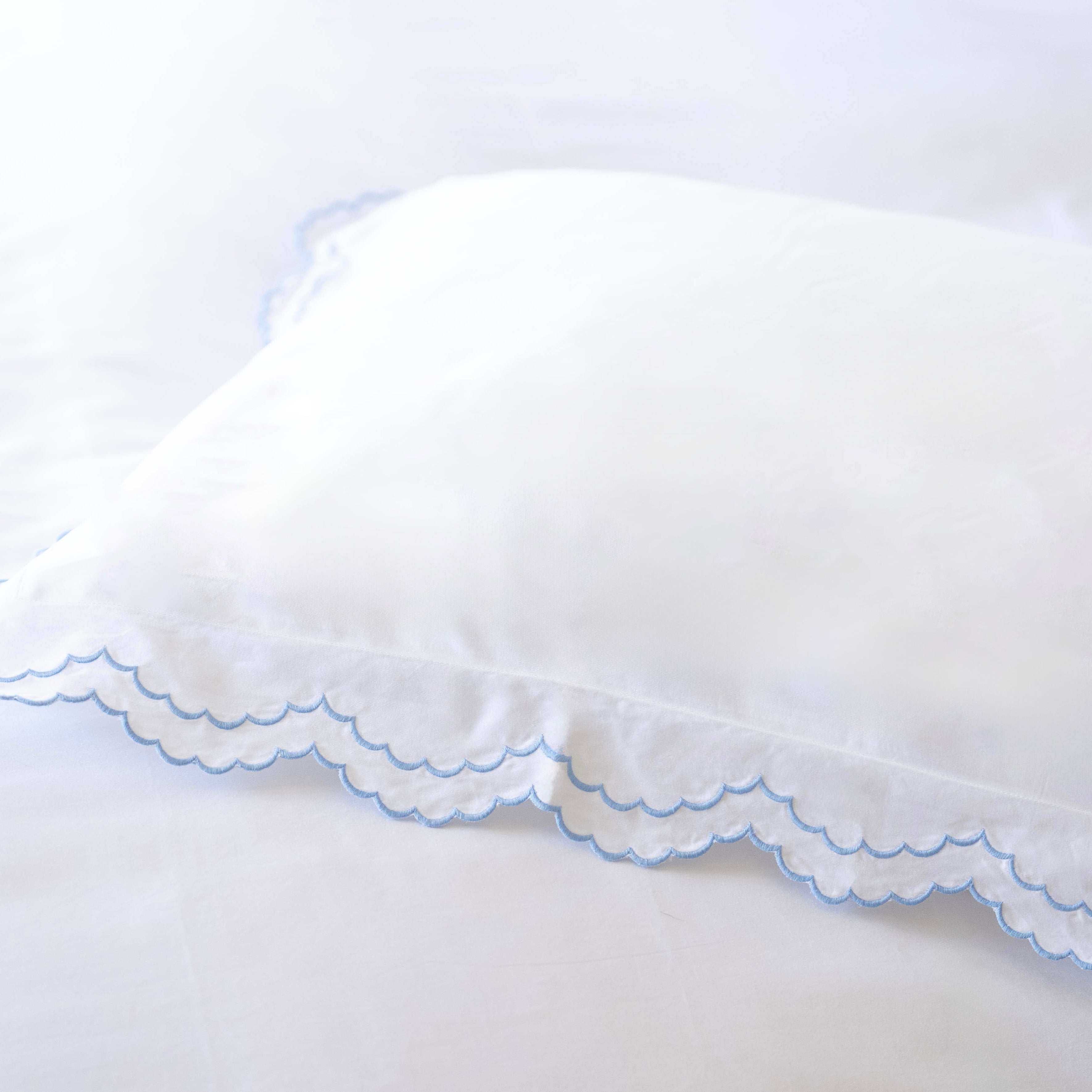 Blue Isabella Scalloped Pillowcase