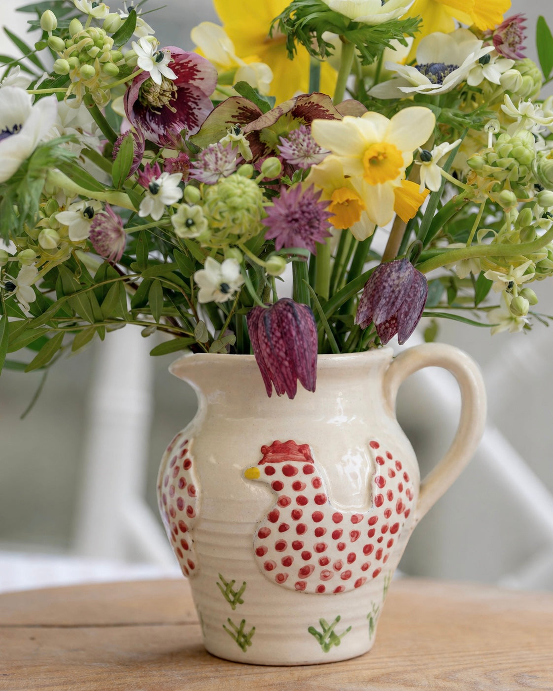 Pink Spotty Hen Jug (Medium)