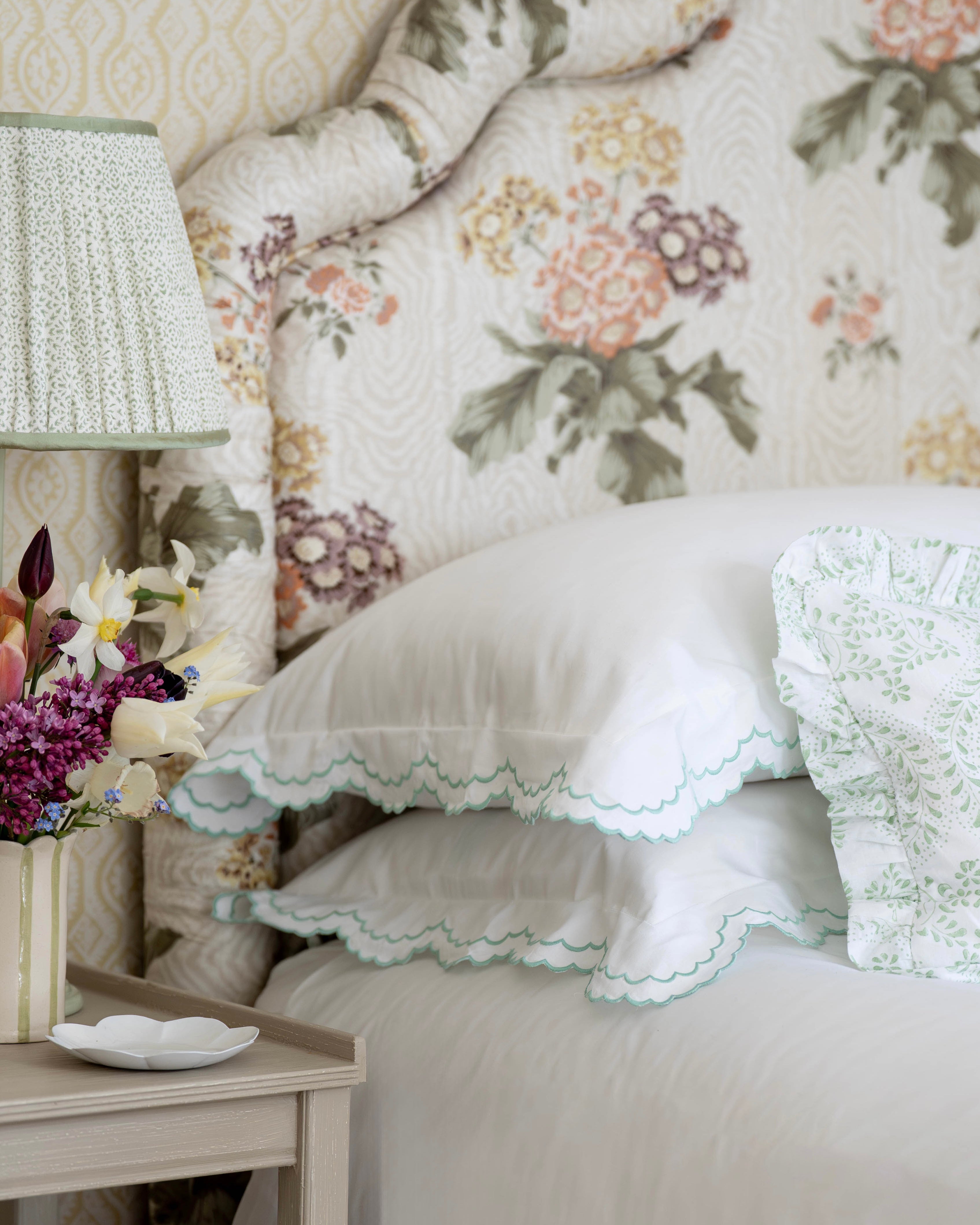 Green Isabella Scalloped Duvet Cover