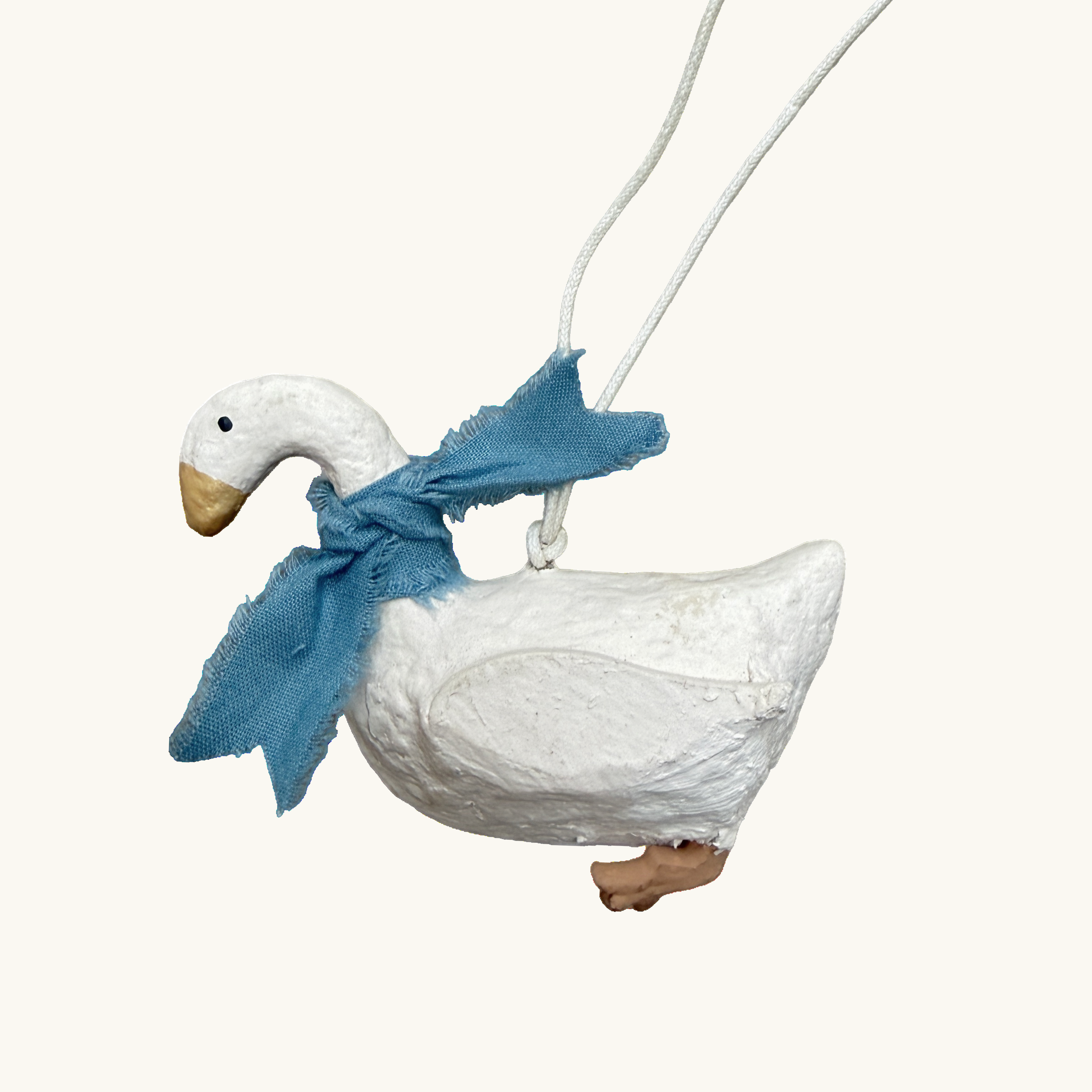 Handcrafted Cotton Mache Goose Decoration Blue