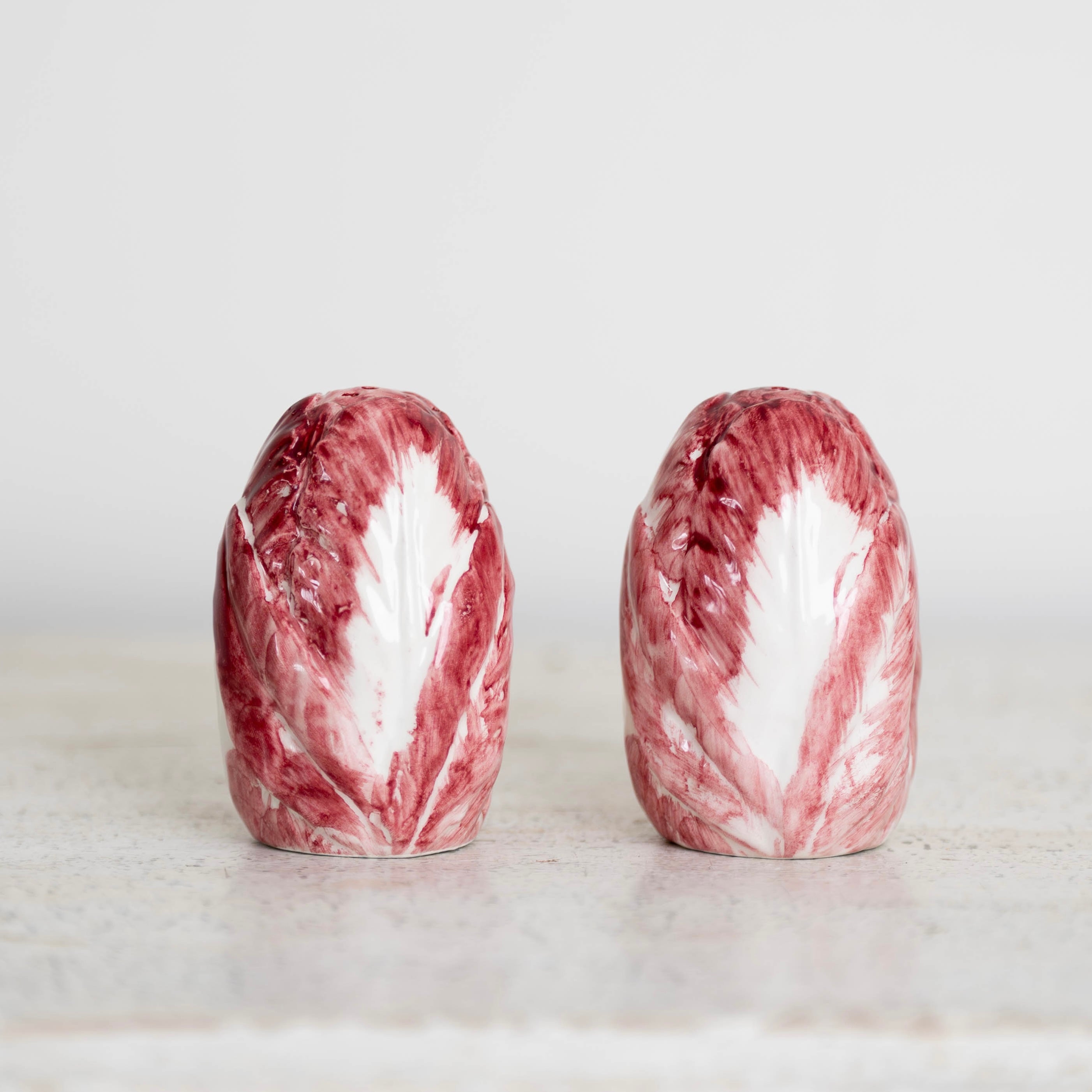 Ceramic Pink Raddichio Salt and Pepper Set