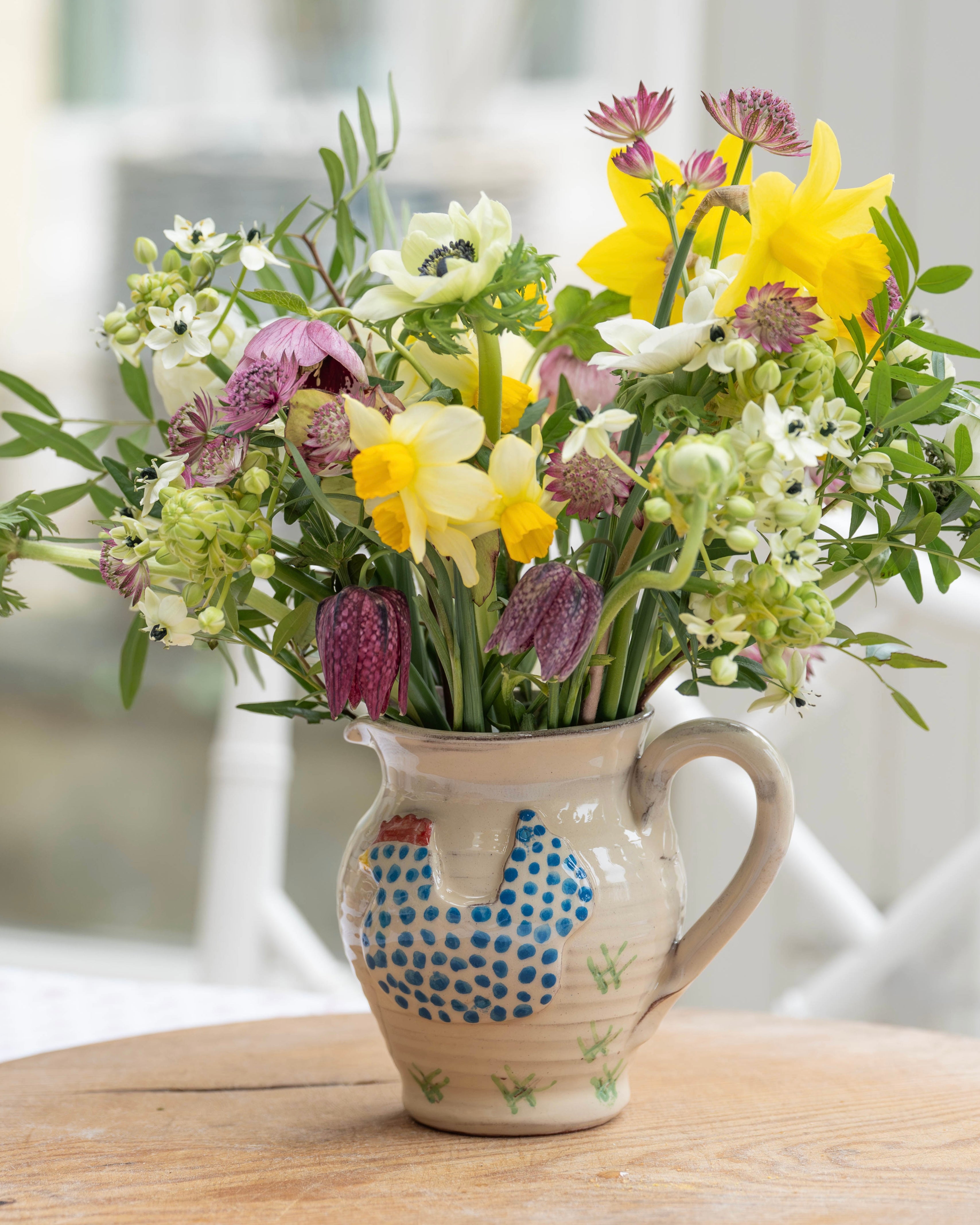 Blue Spotty Hen Jug