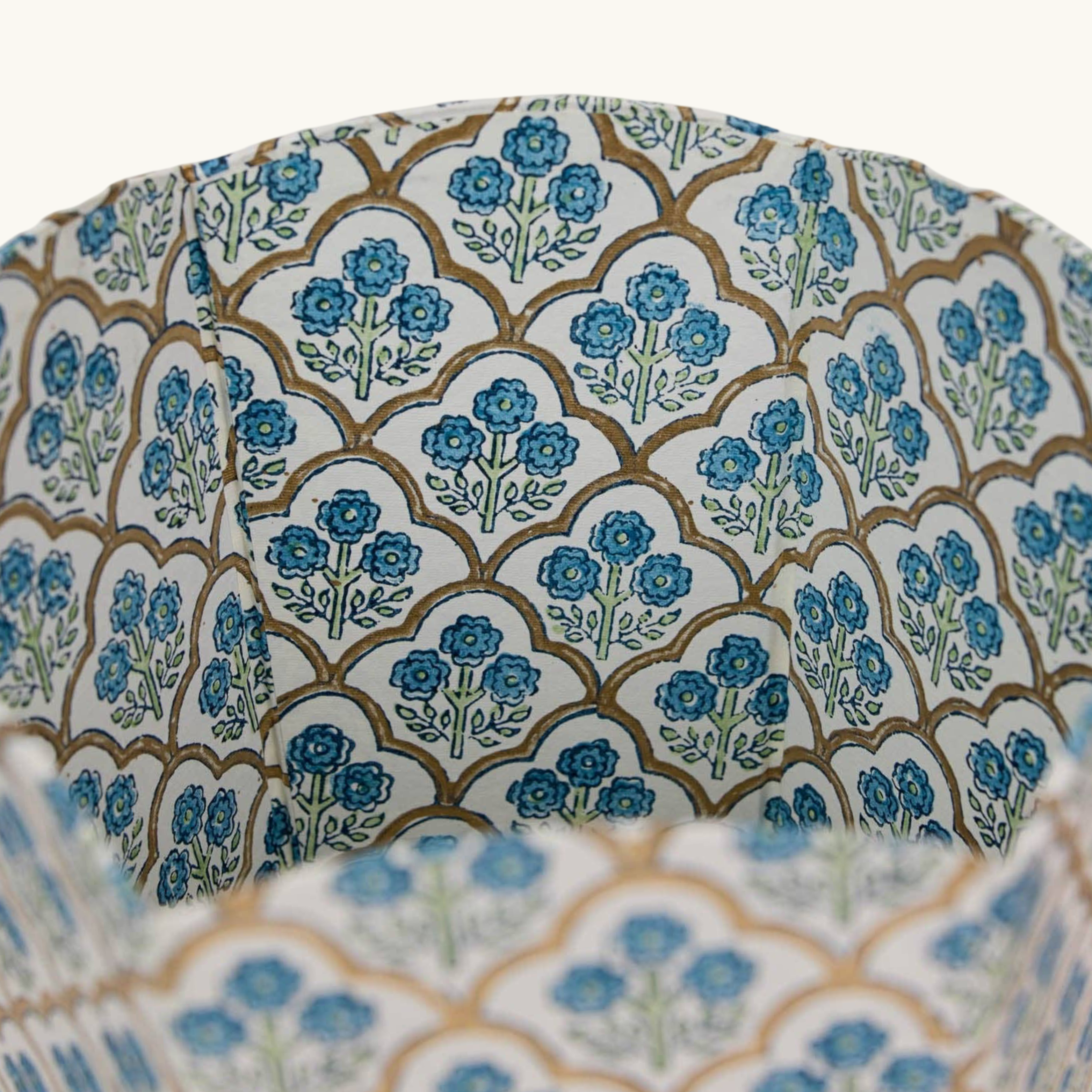 Blue Floral Trellis Waste Paper Basket