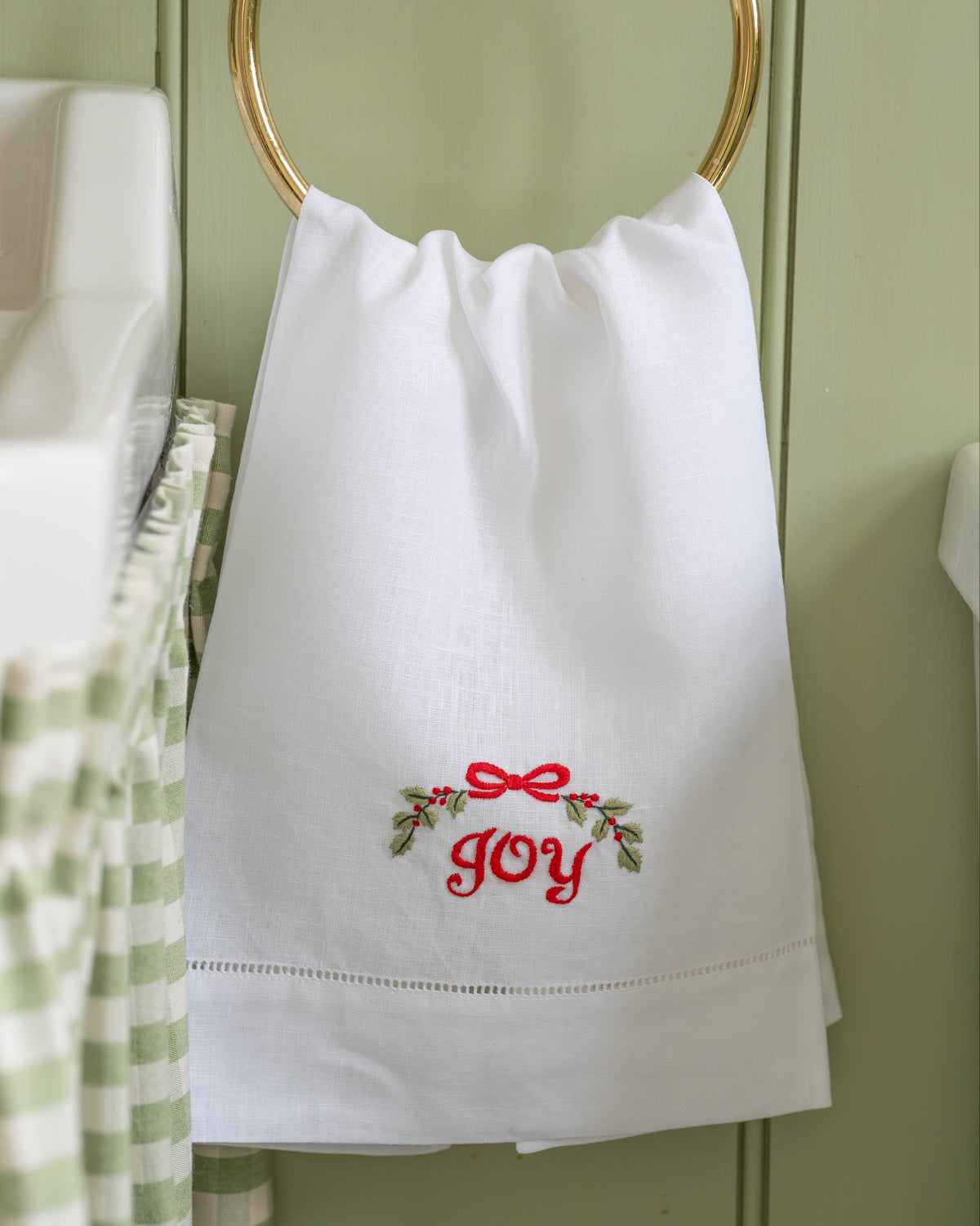 Festive Joy Embroidered Hand Towel