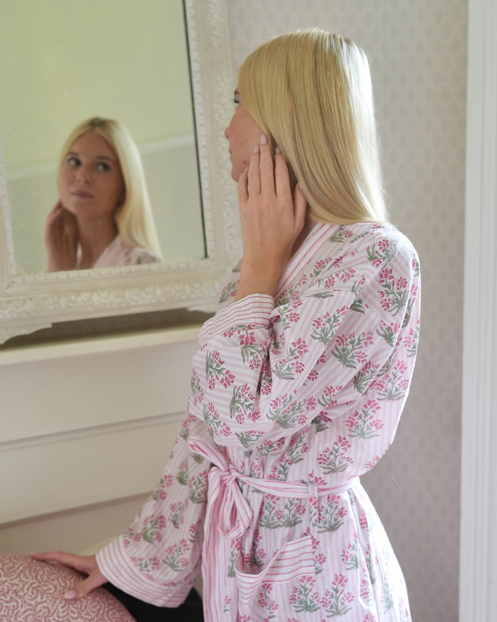 Pink Johari Cotton Bathrobe