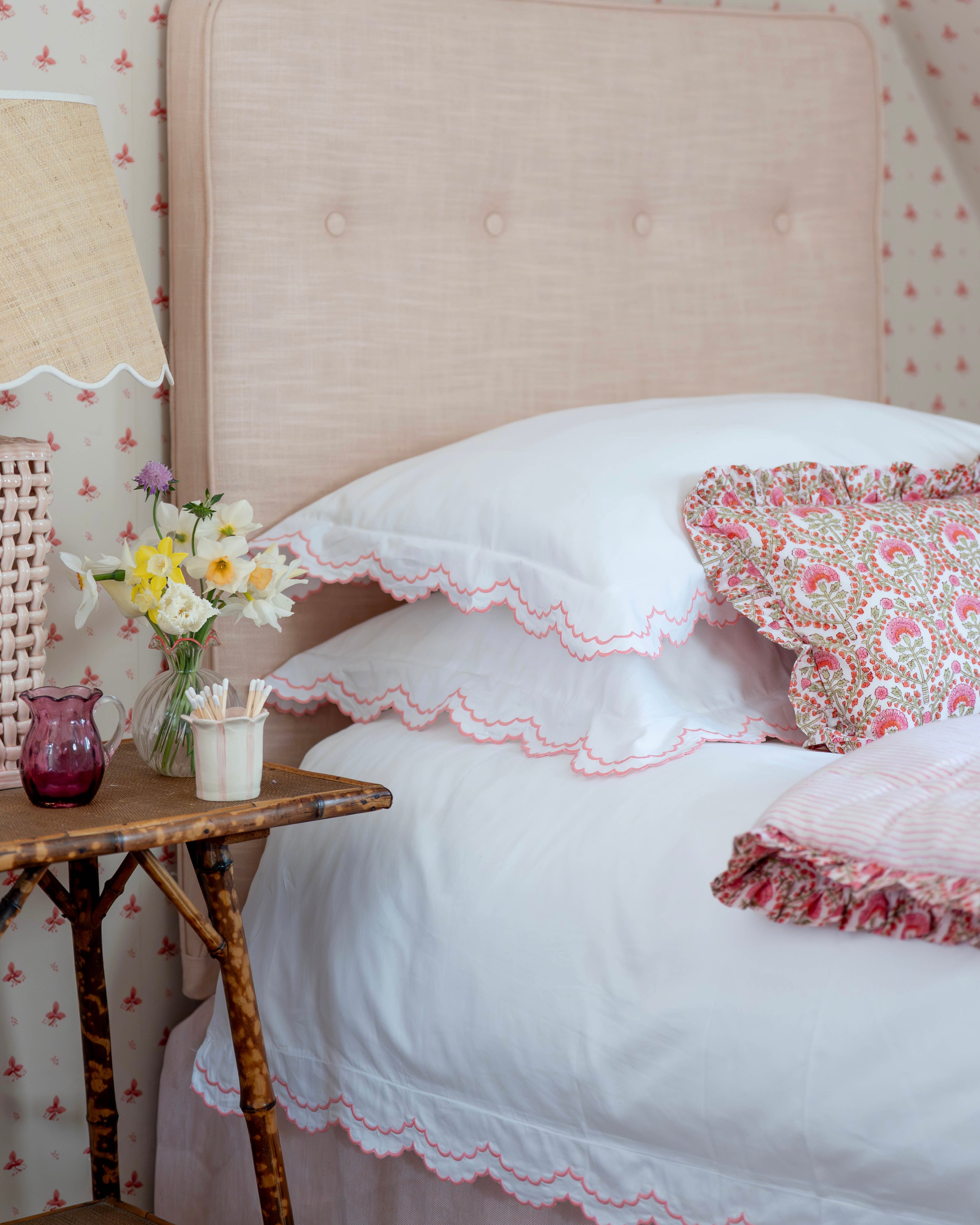 Pink Isabella Scalloped Duvet Cover