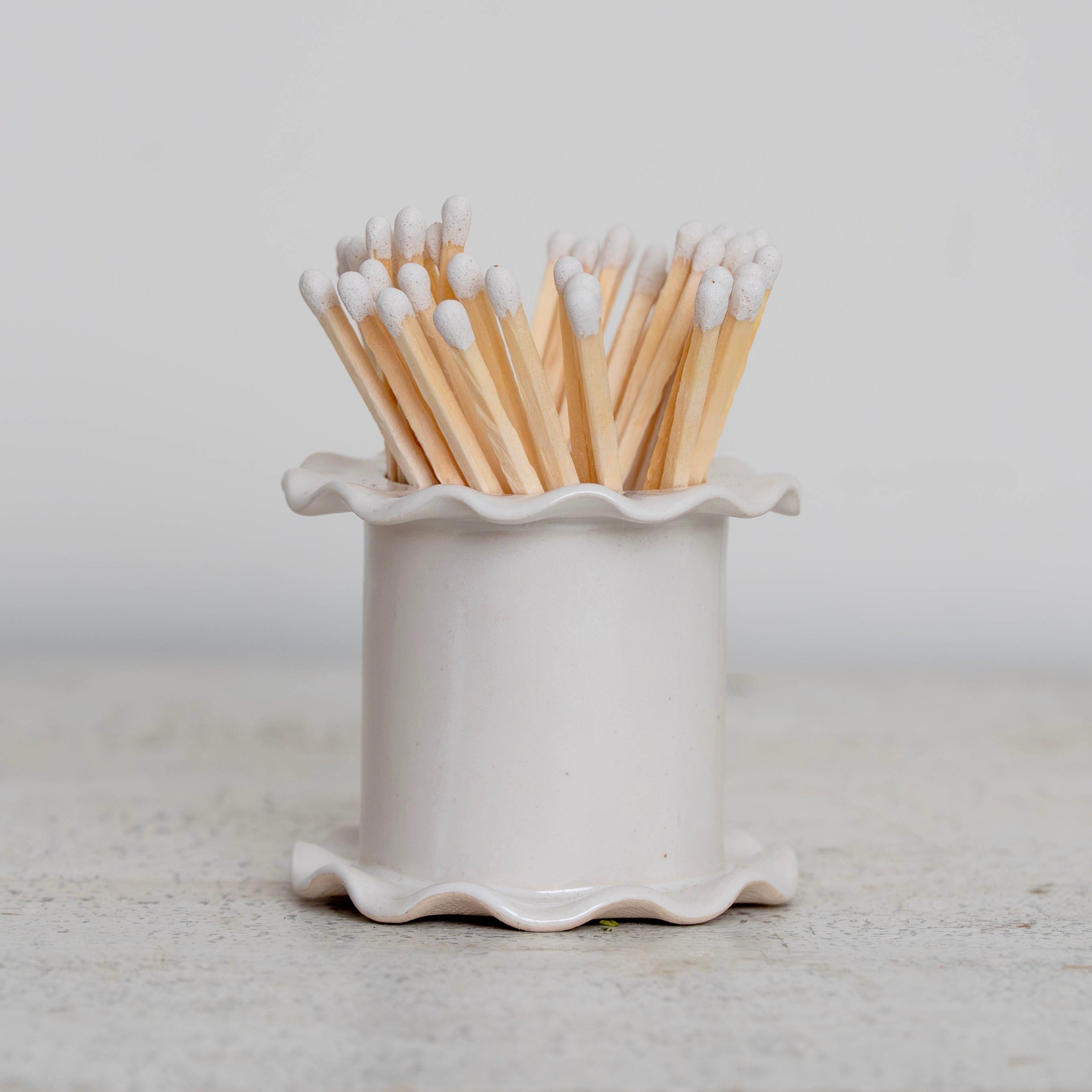 White Frilled Match Holder