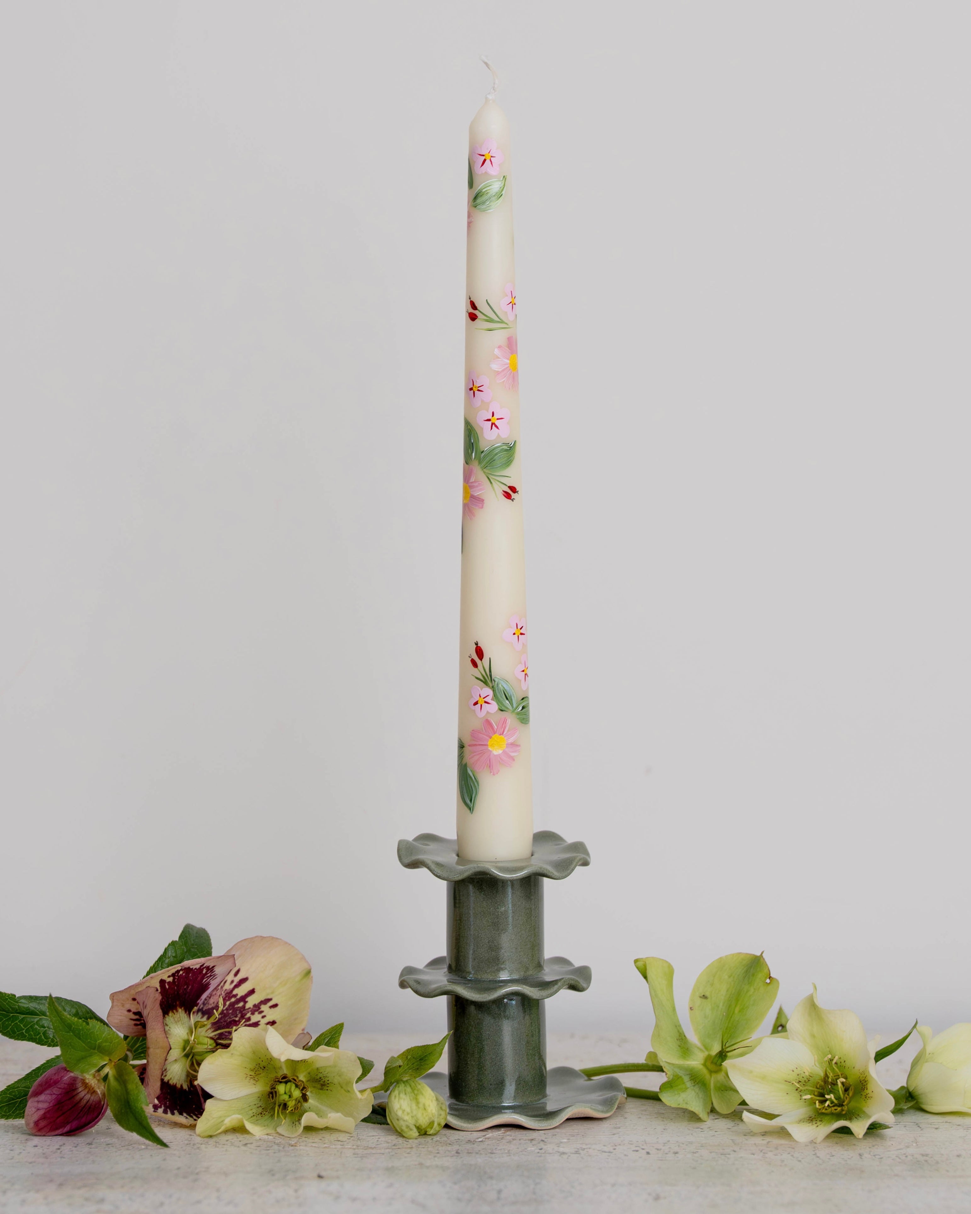 Green Frilled Candlestick (Medium)