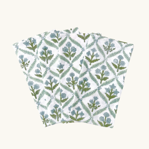 Blue and Green Trellis Napkins