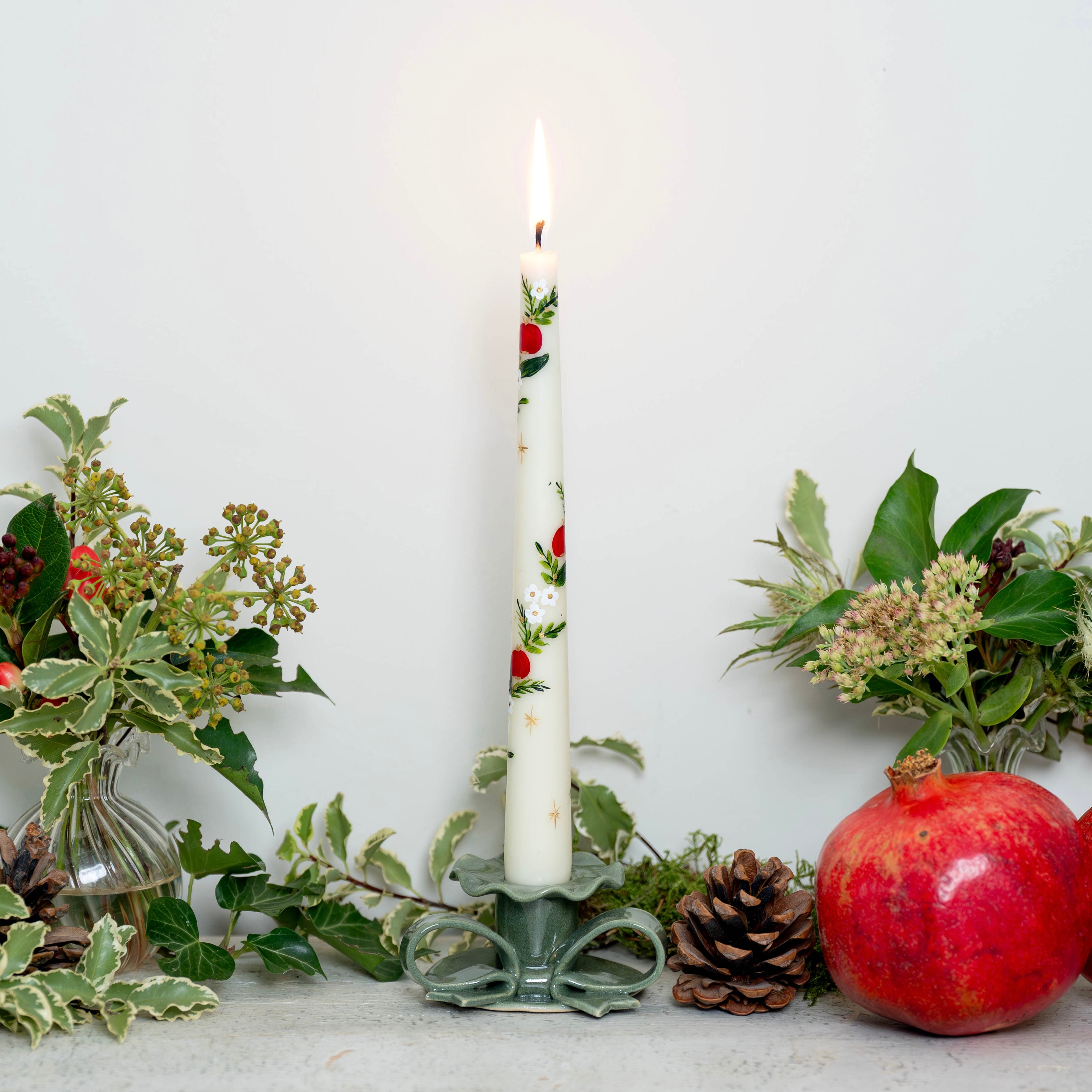 Festive Pomegranate Handpainted Candle (Single)