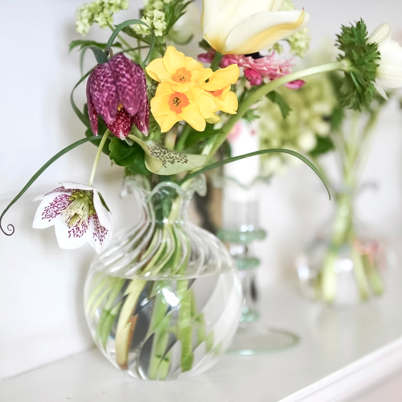 Large Dusty Green Scalloped Ribbed Bud Vase