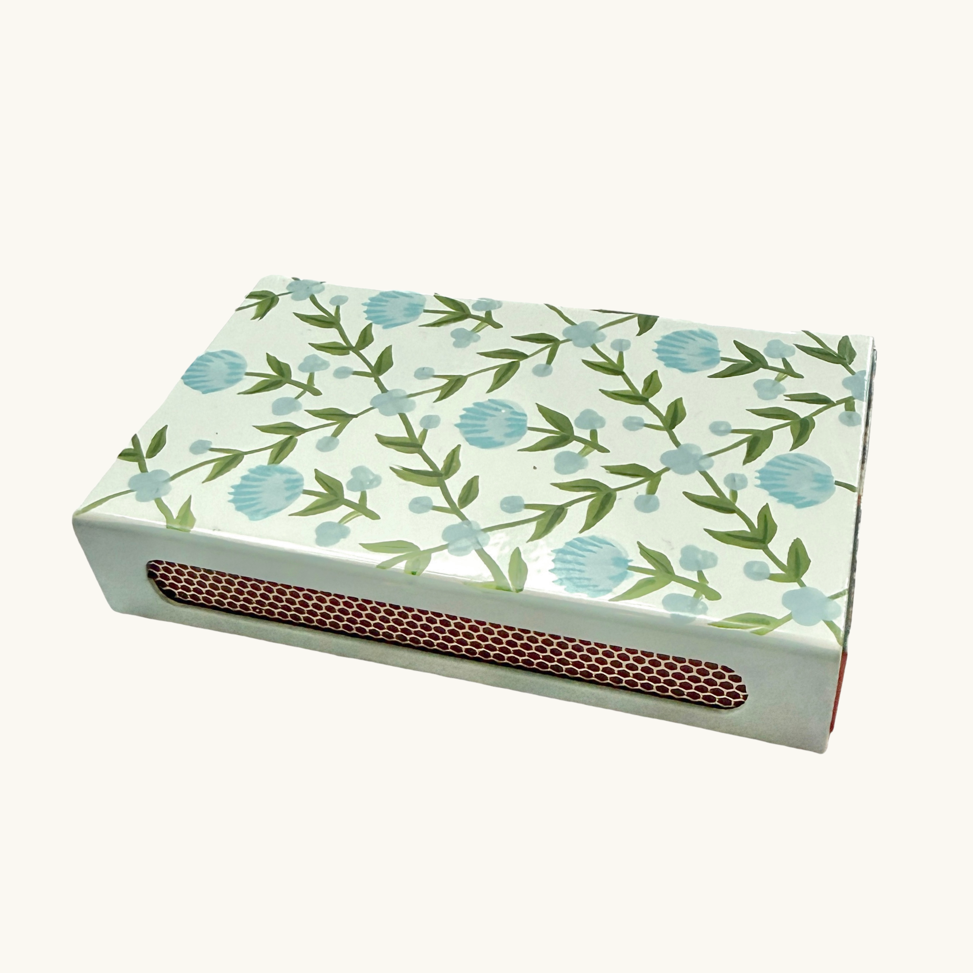Blue Trellis Handpainted Matchbox Sleeve