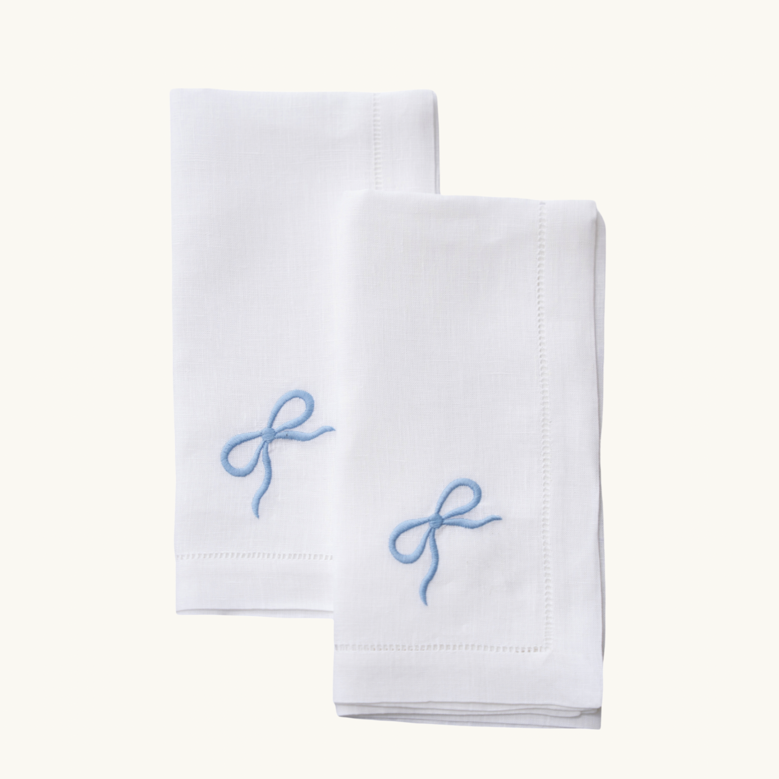 Blue Bow Embroidered Napkins (Set of 2)