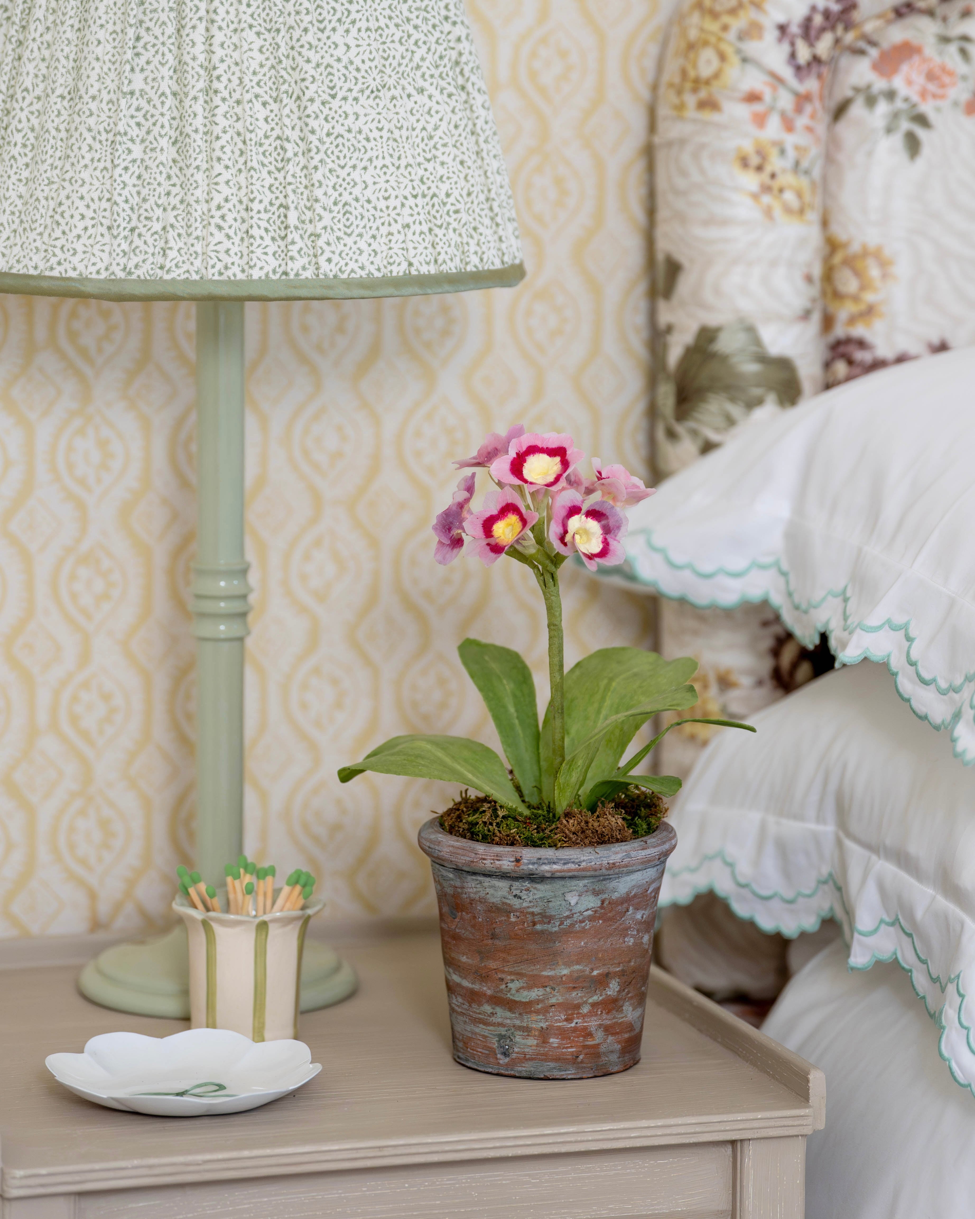 Pink Auricula Wax Paper Flower Pot