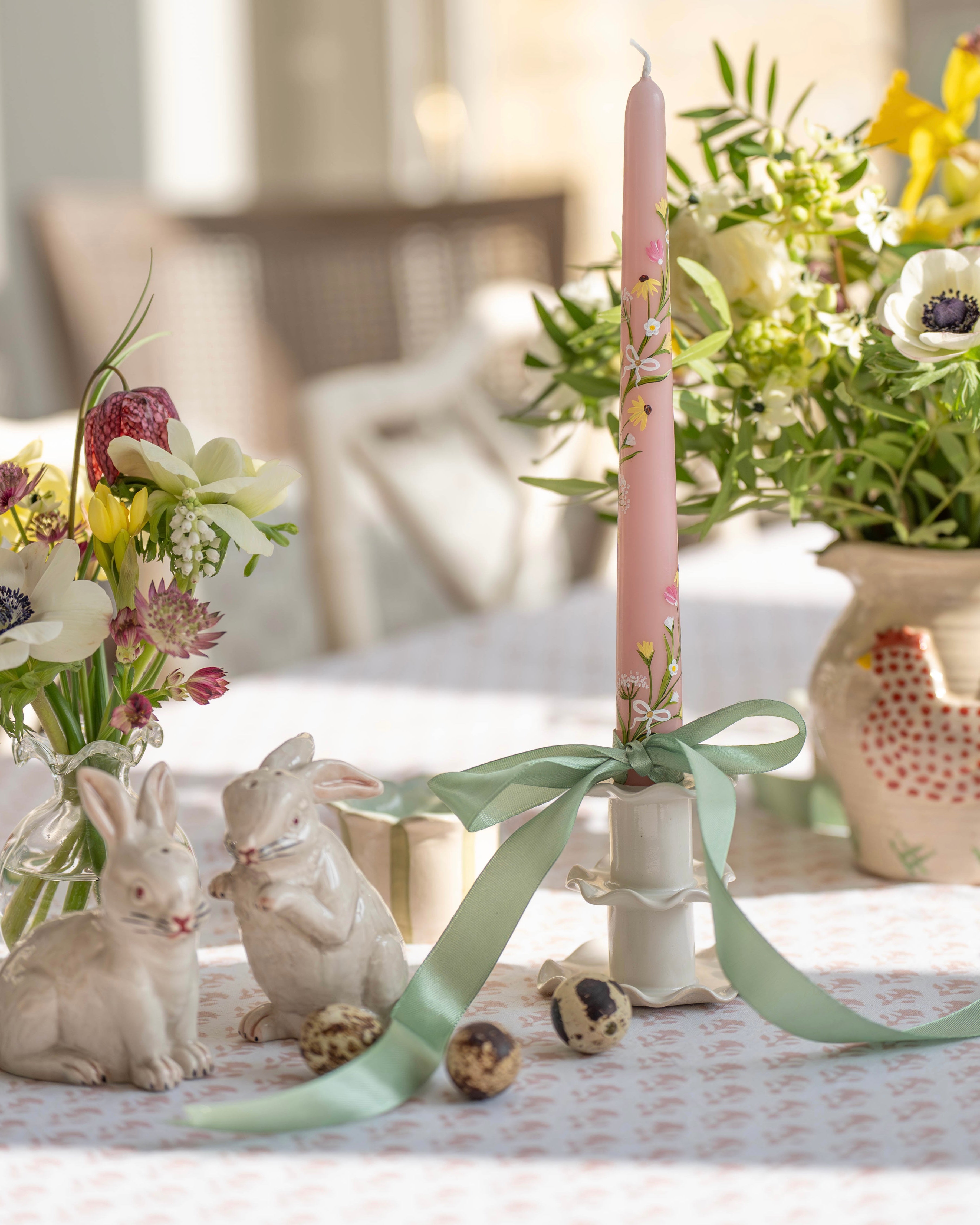Pink Spring Floral Garland Candle (Single)