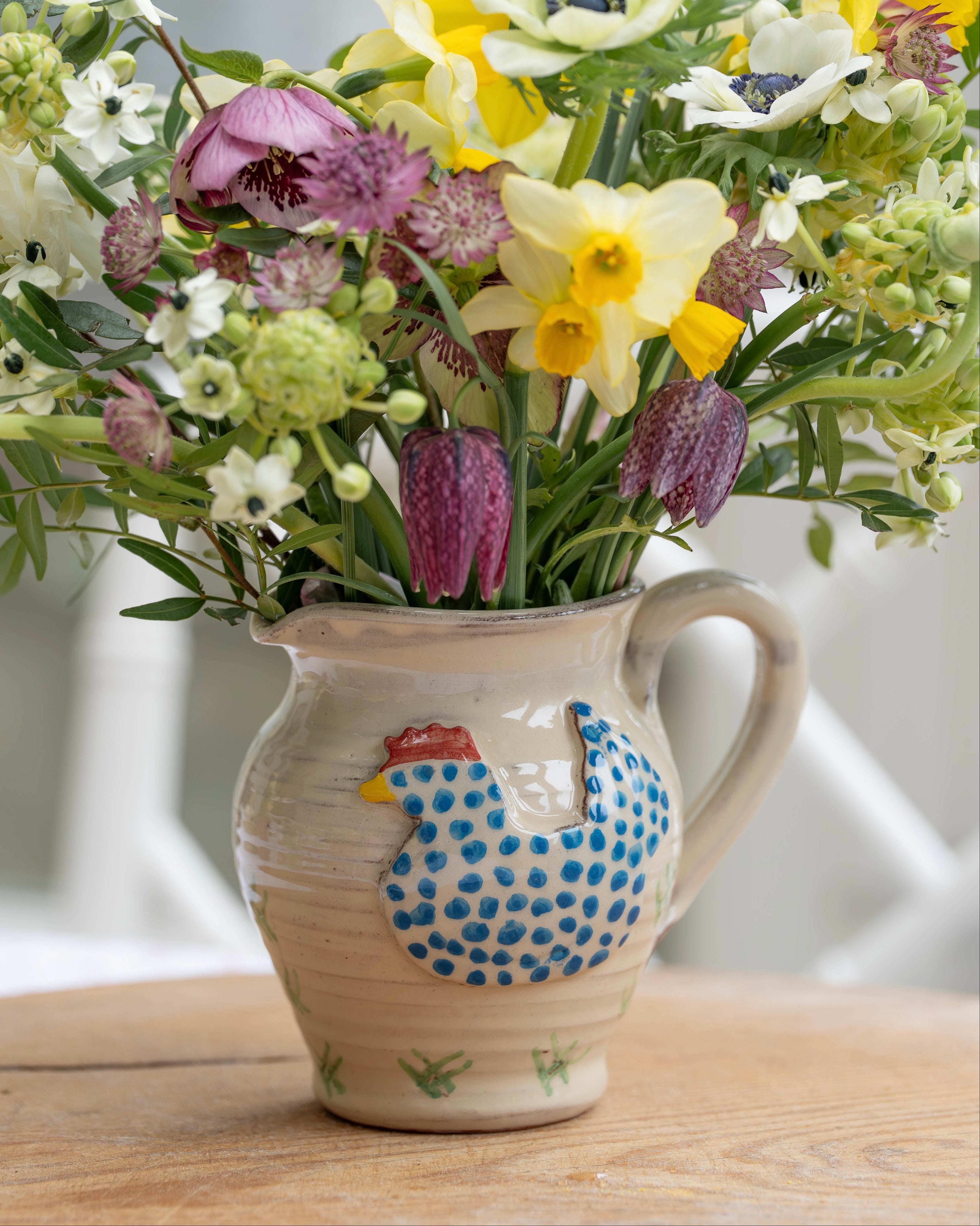 Blue Spotty Hen Jug