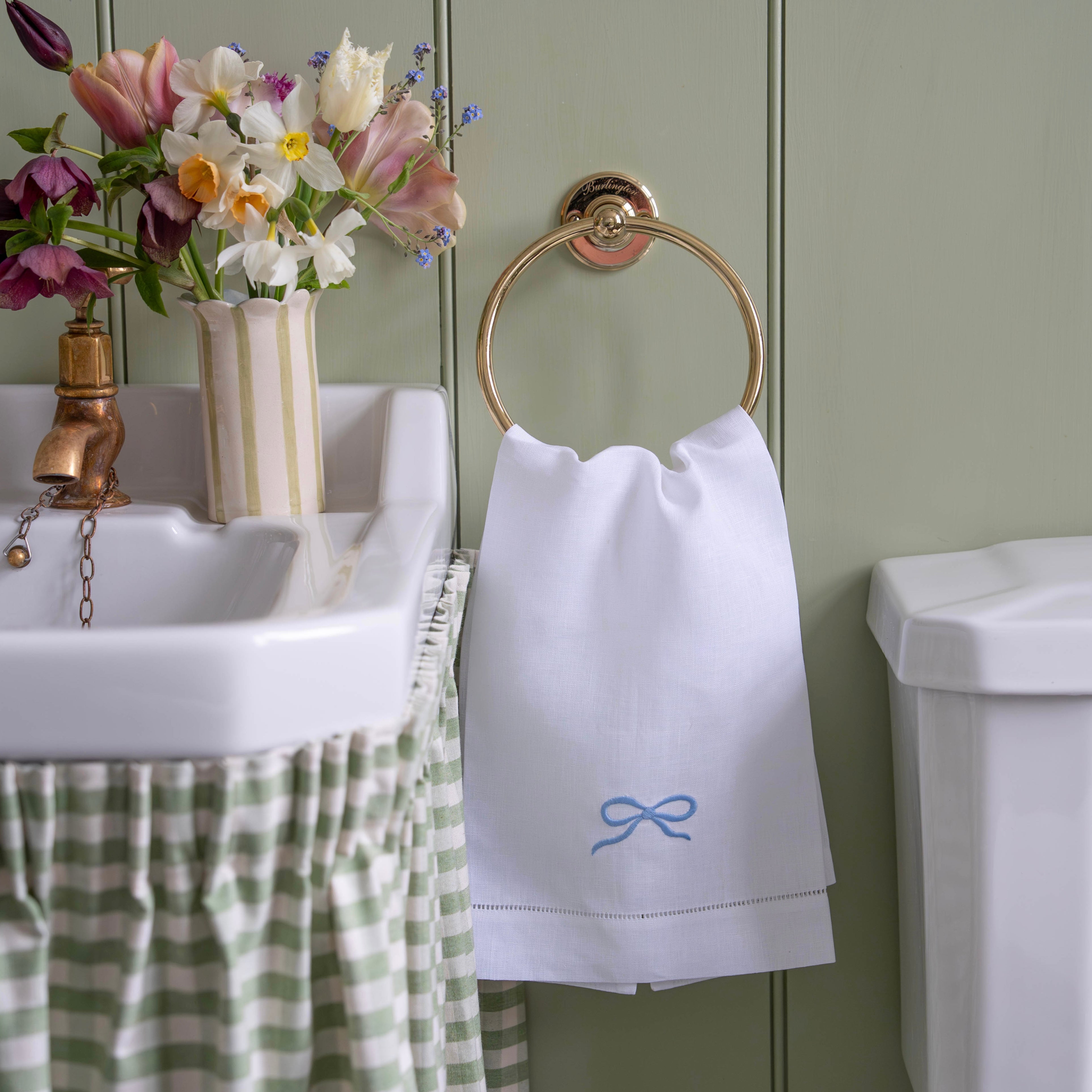 Blue Bow Embroidered Hand Towel