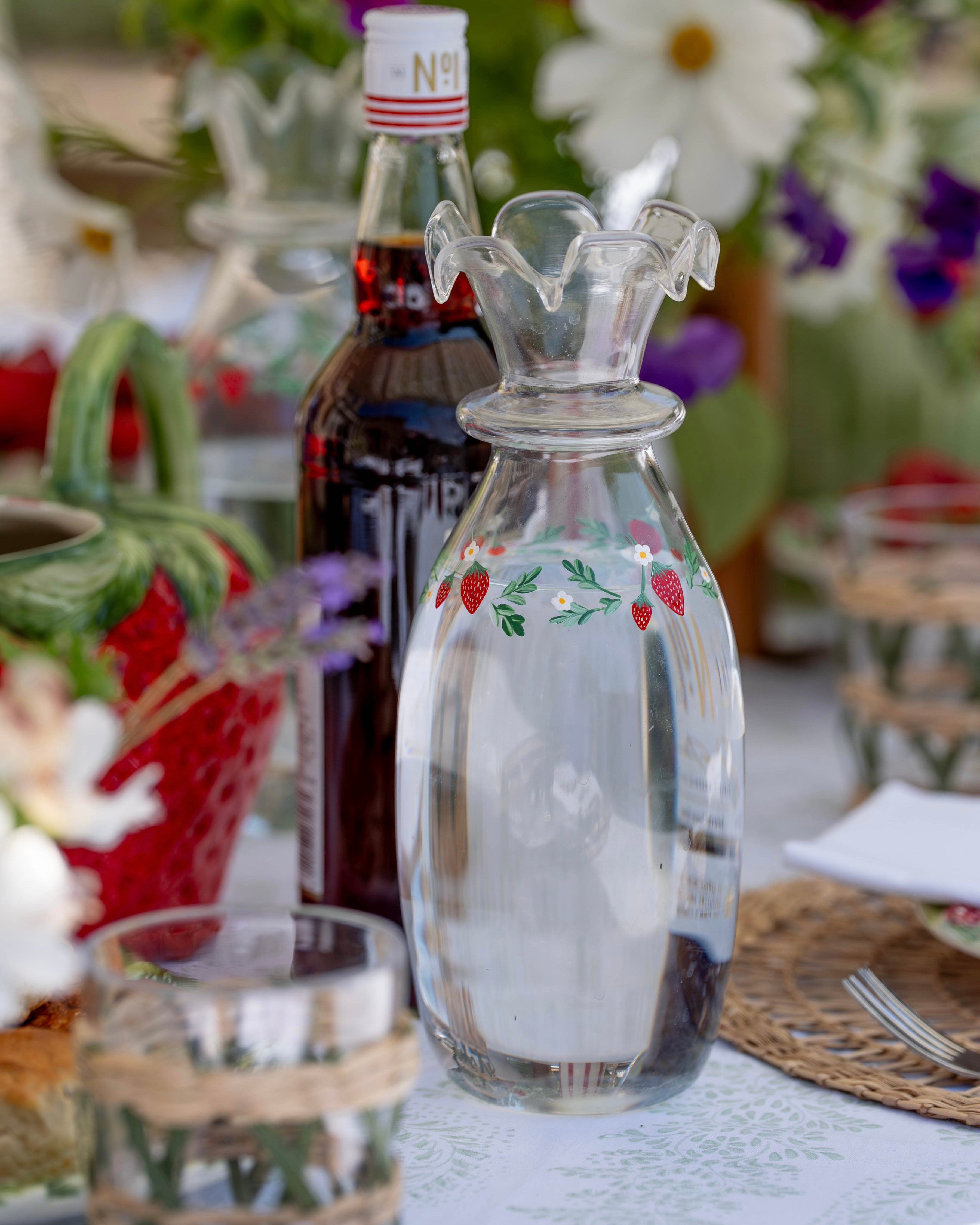Wild Strawberries Scalloped Carafe