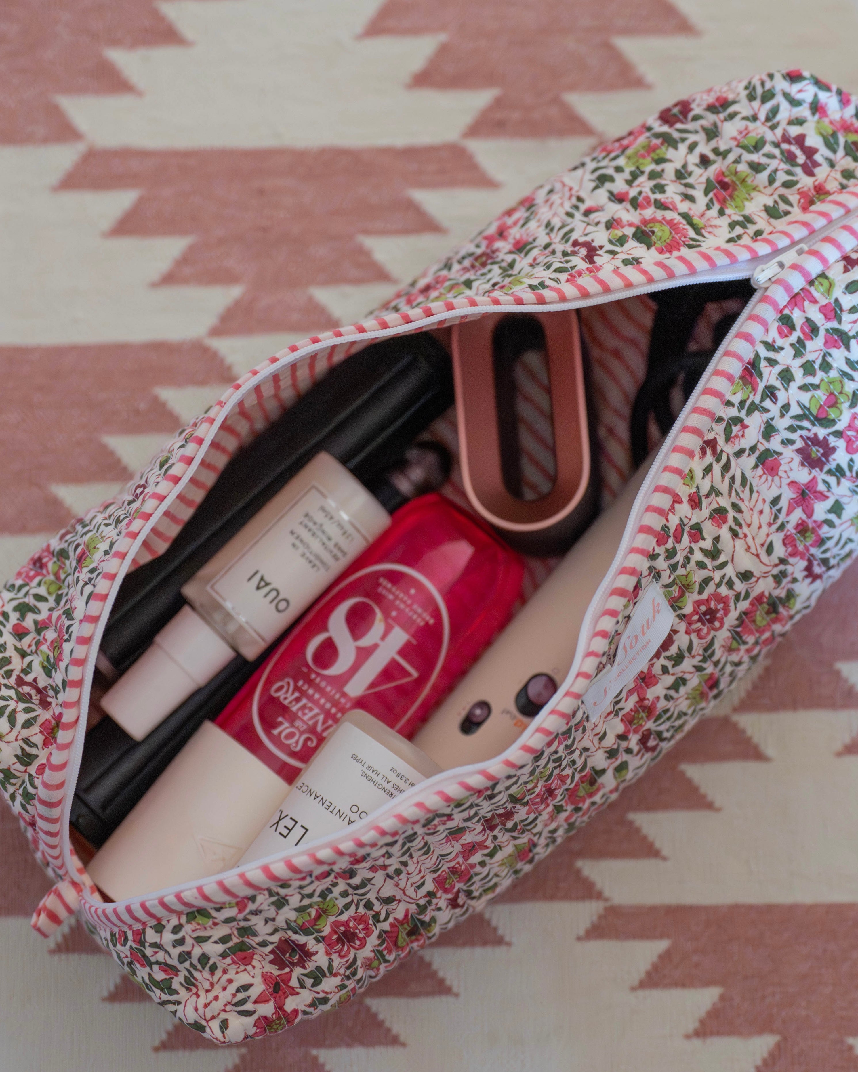 Pink Flora Hair Accessories Bag