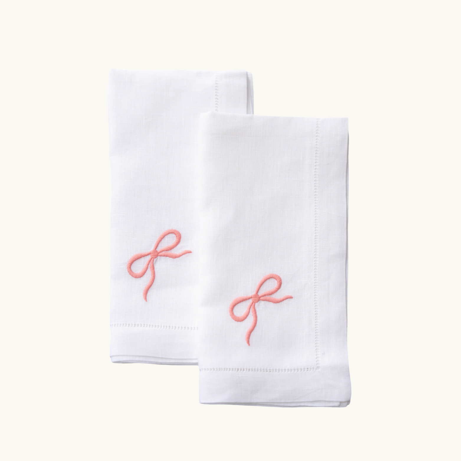 Pink Bow Embroidered Napkins (Set of 2)
