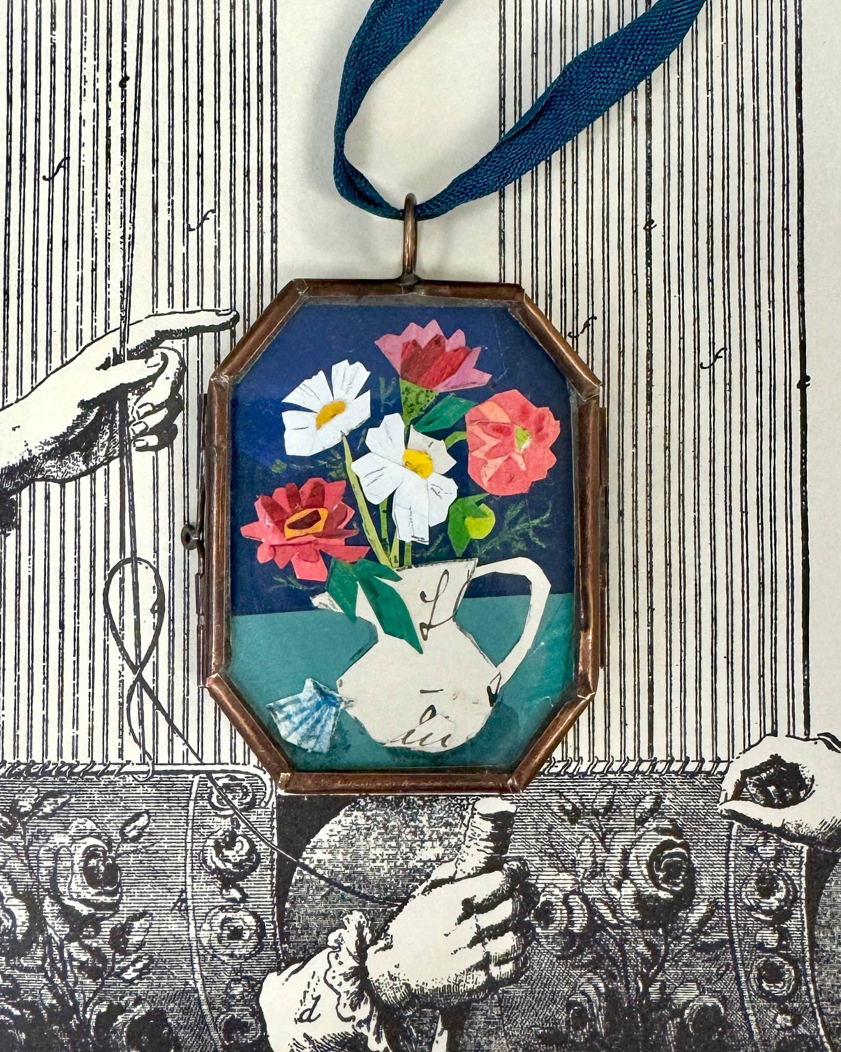 Zinnias Art Locket Ornament