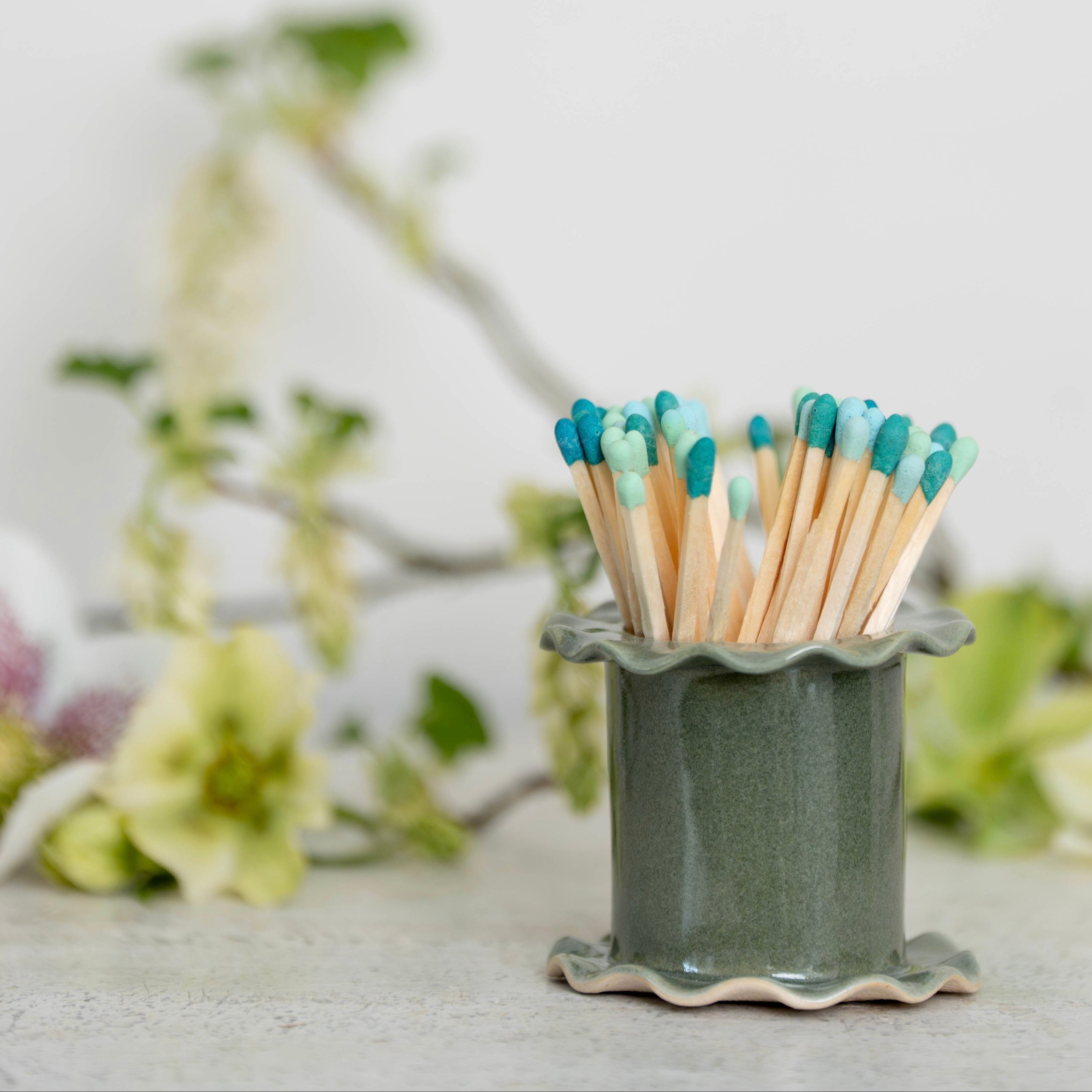 Green Frilled Match Holder