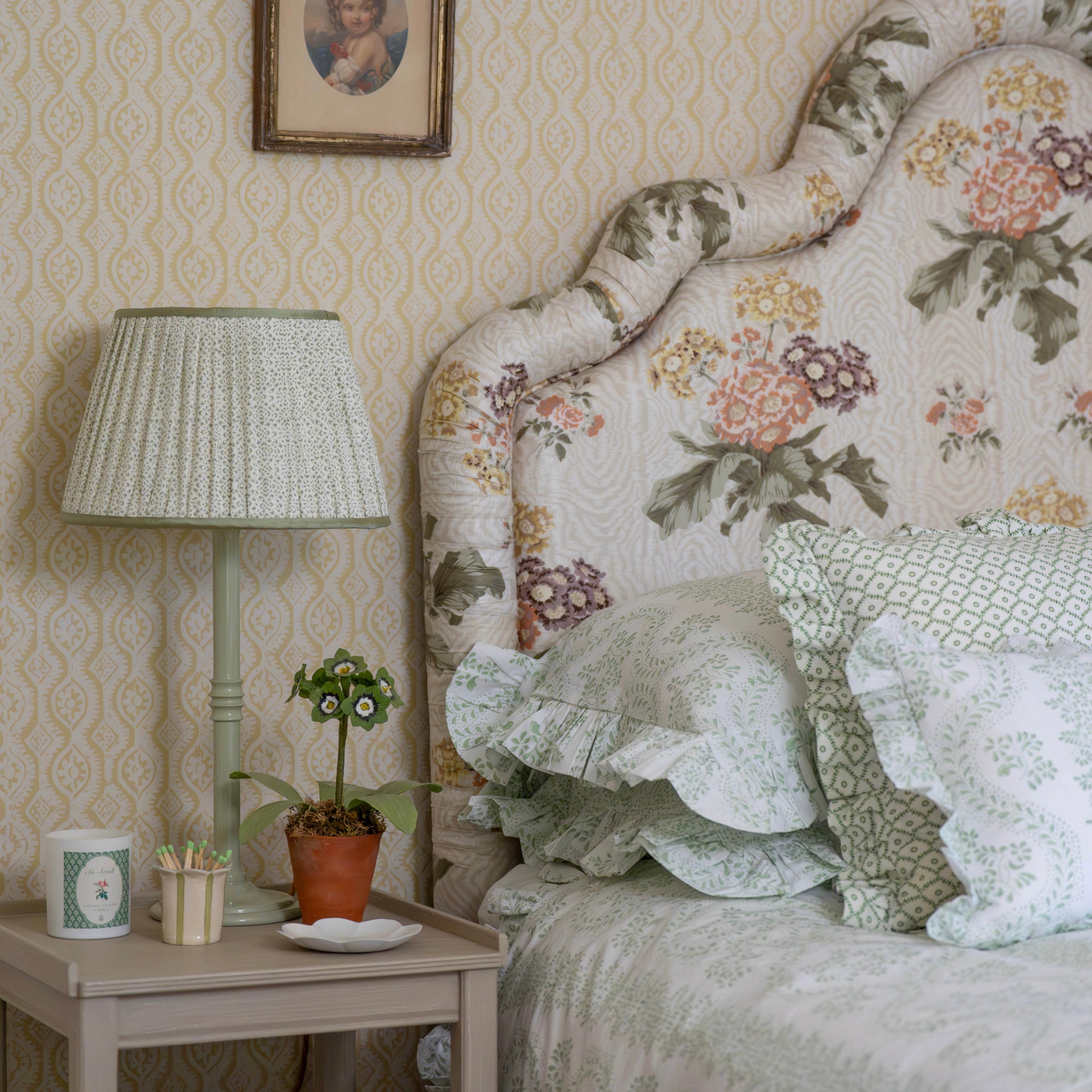 Green Rosalie Frilled Pillowcase