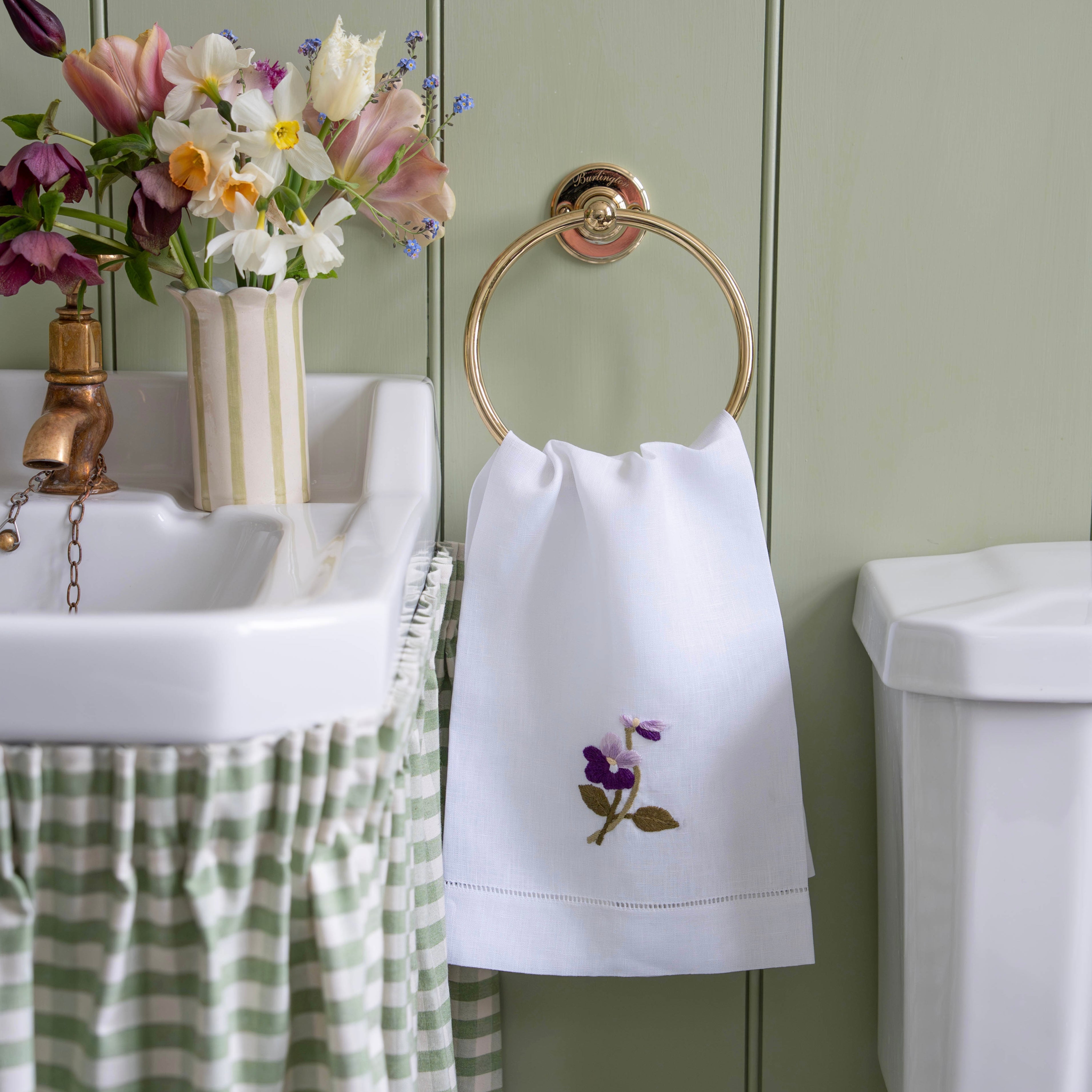 Pansy Embroidered Hand Towel