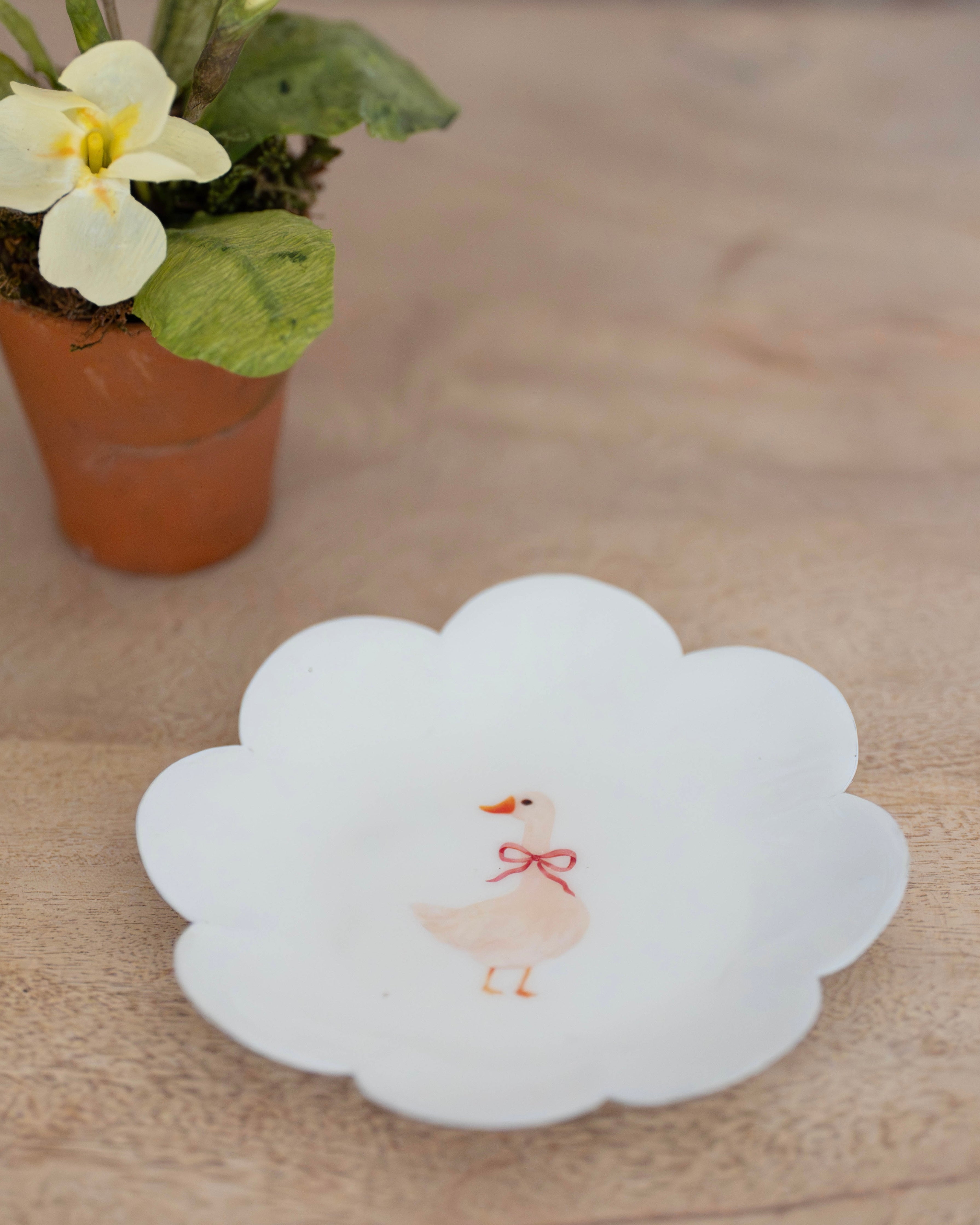 Pink Goose Scalloped Round Trinket Dish