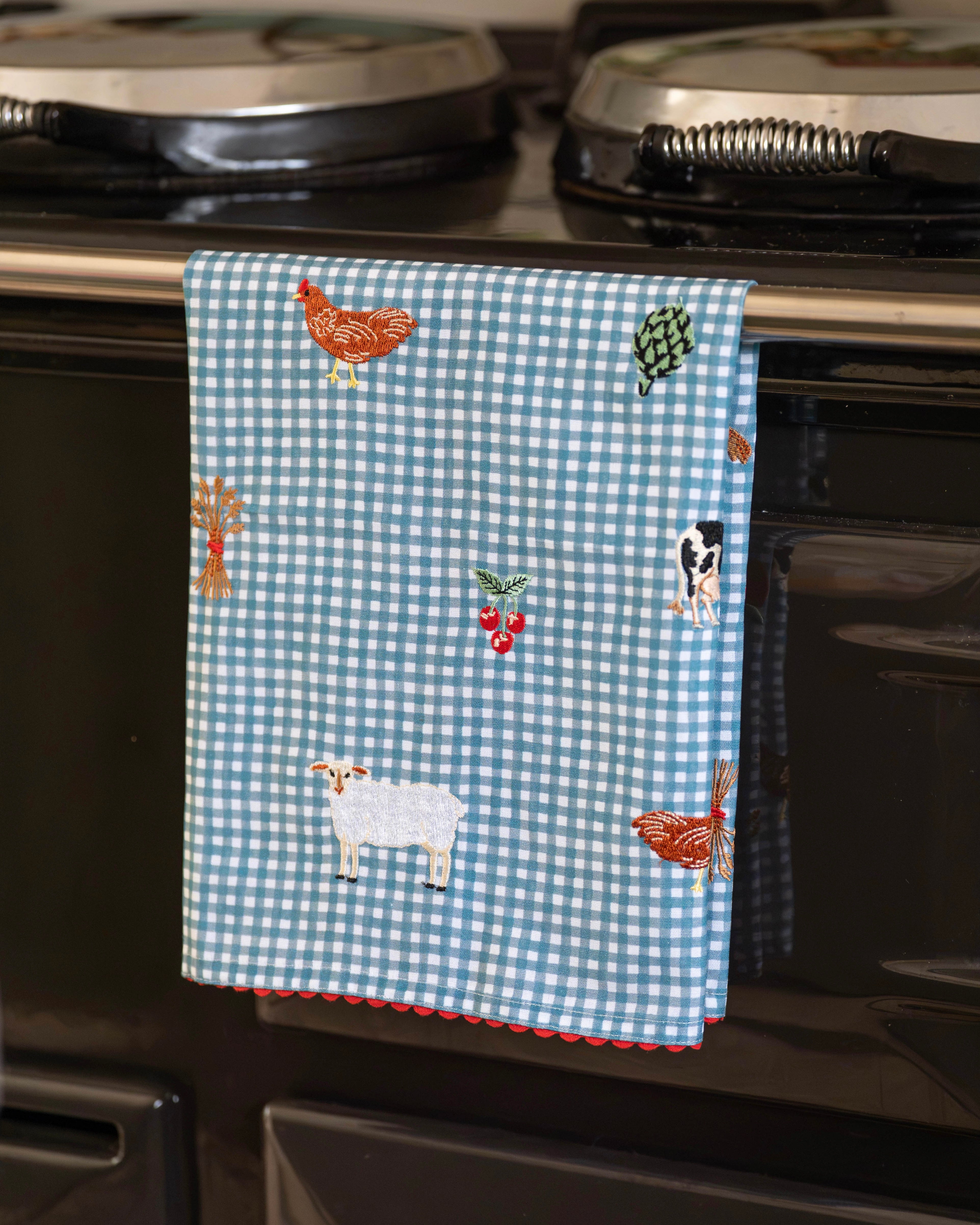 Country Farm Gingham Tea Towel