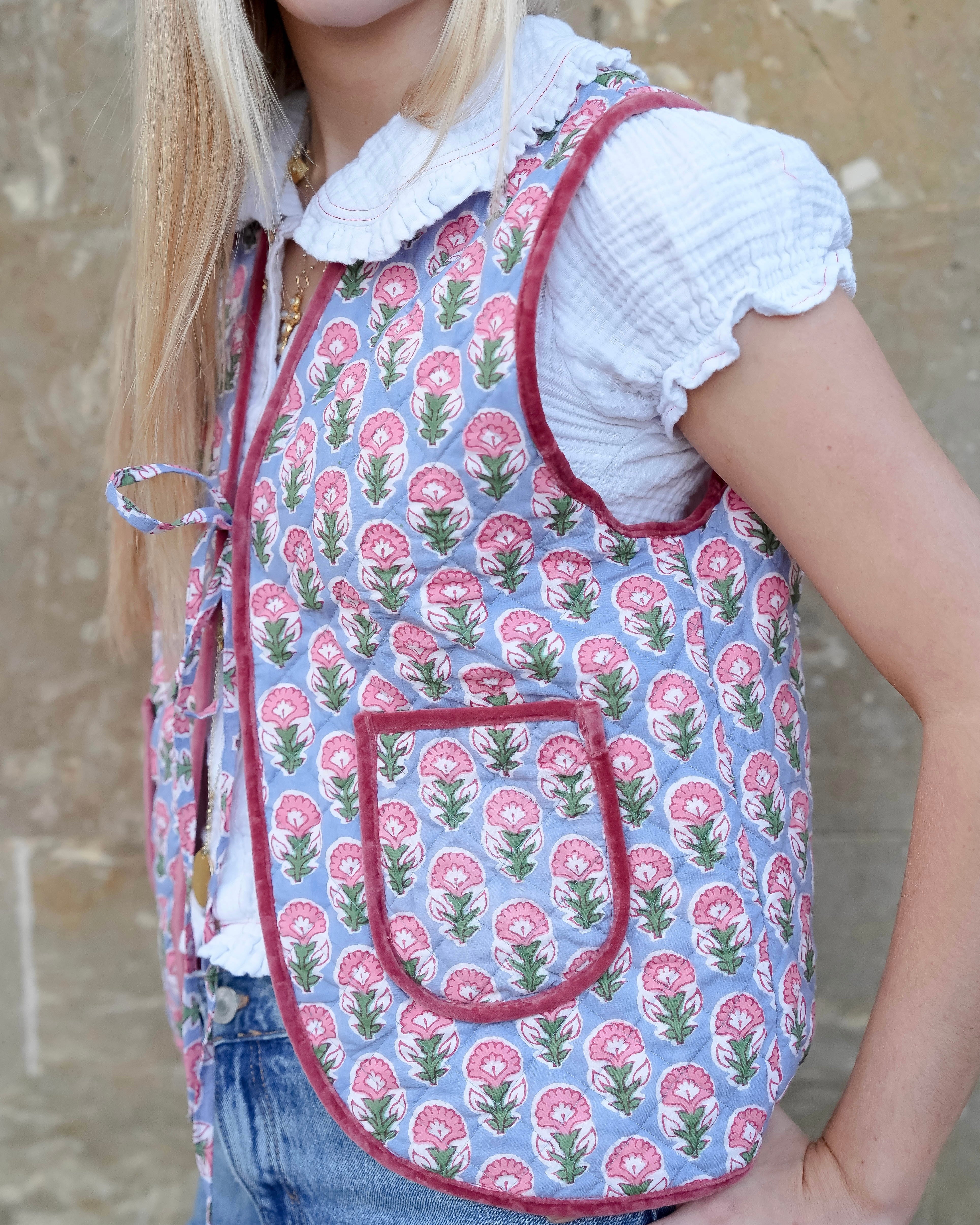 Blue Nila Cotton Gilet