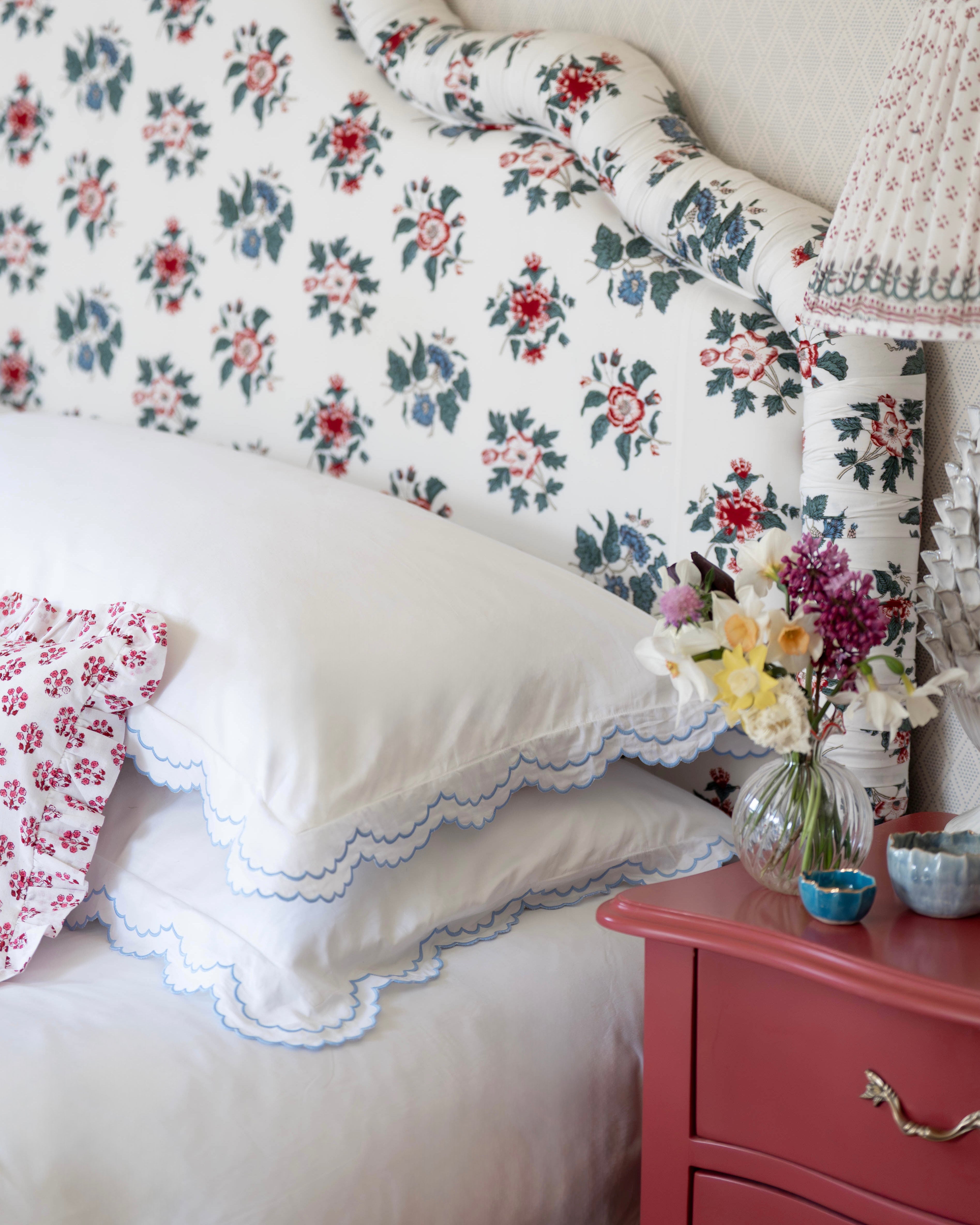 Blue Isabella Scalloped Pillowcase