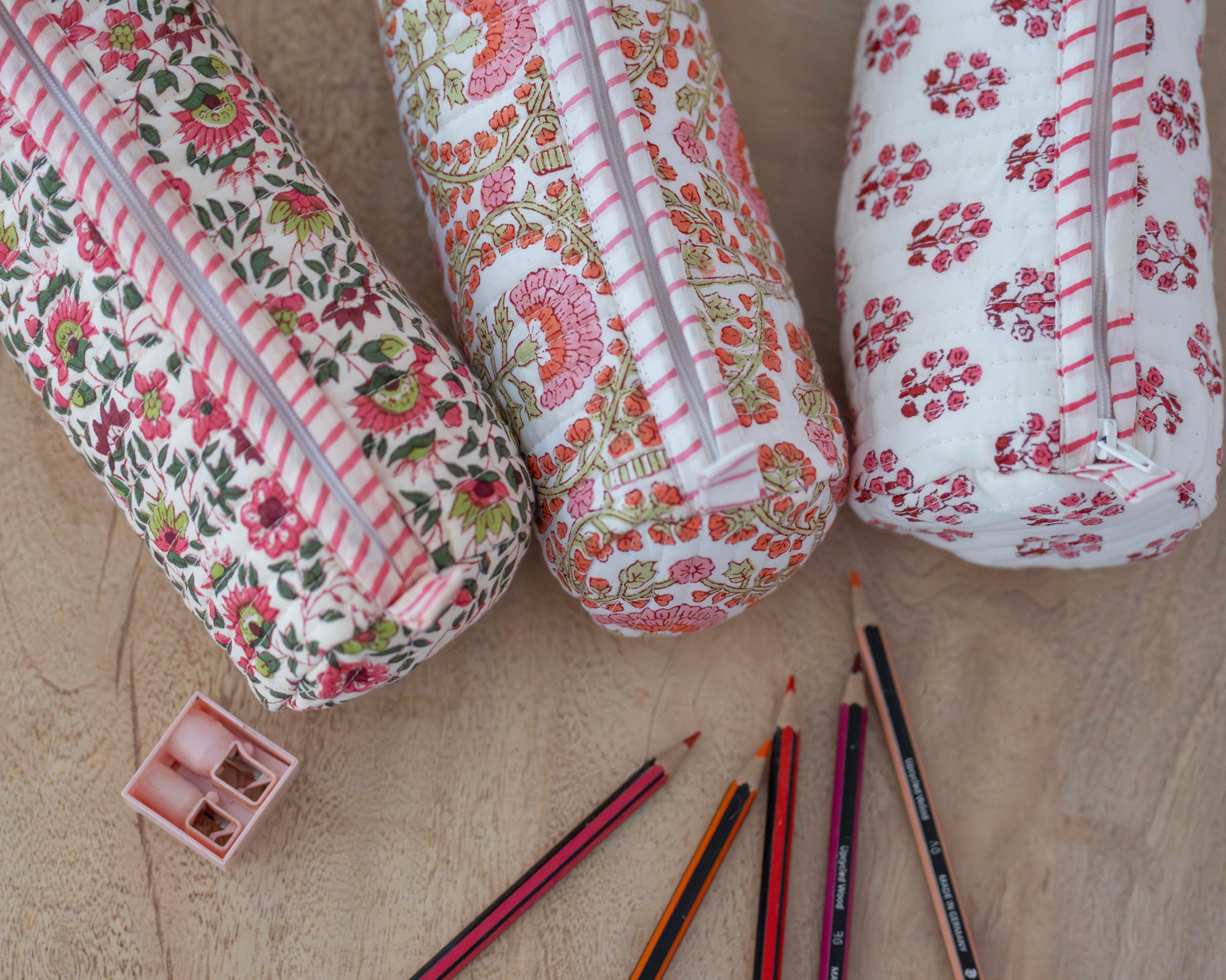 Pink Flora Pencil Case