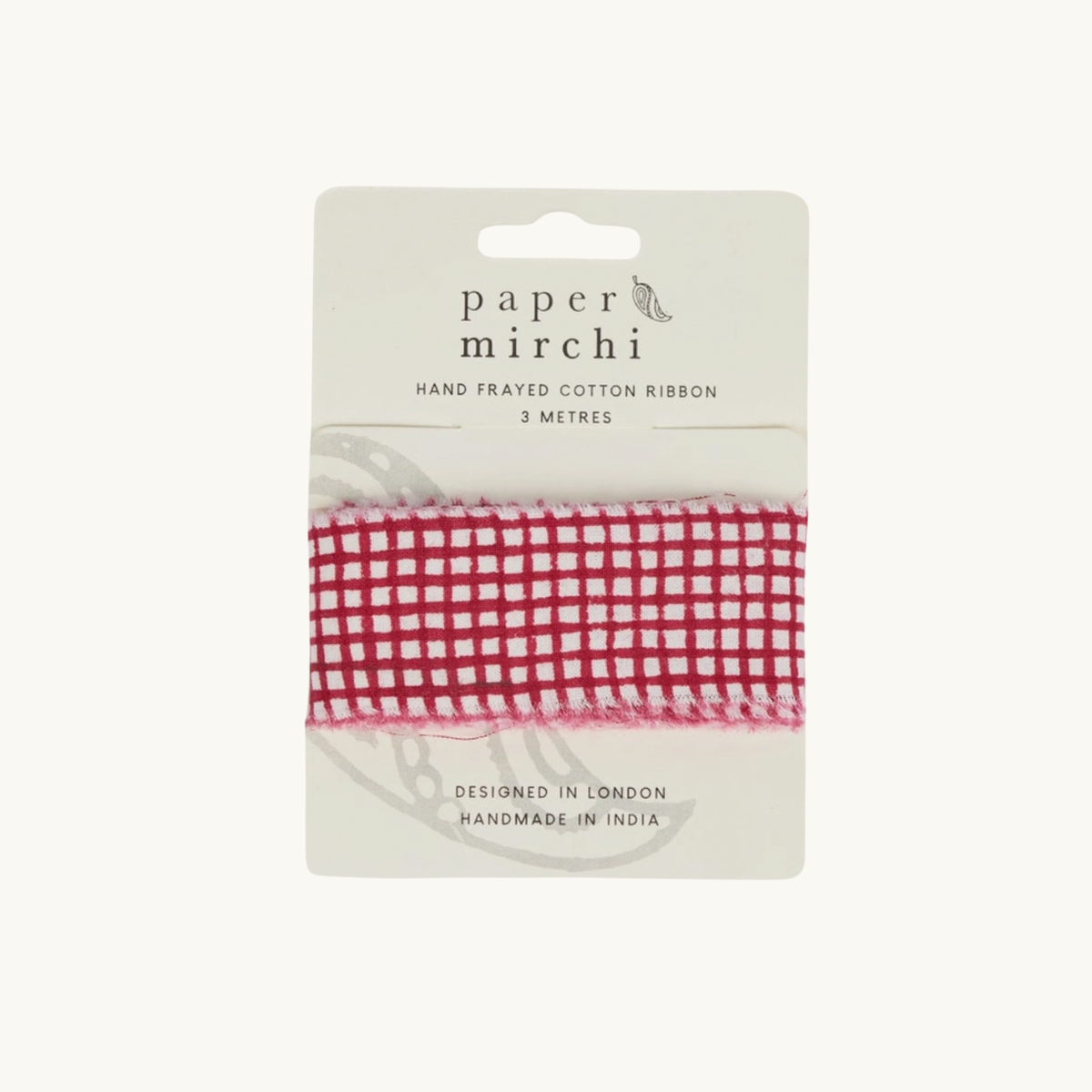 Block Printed Ribbon - Mini Red Gingham