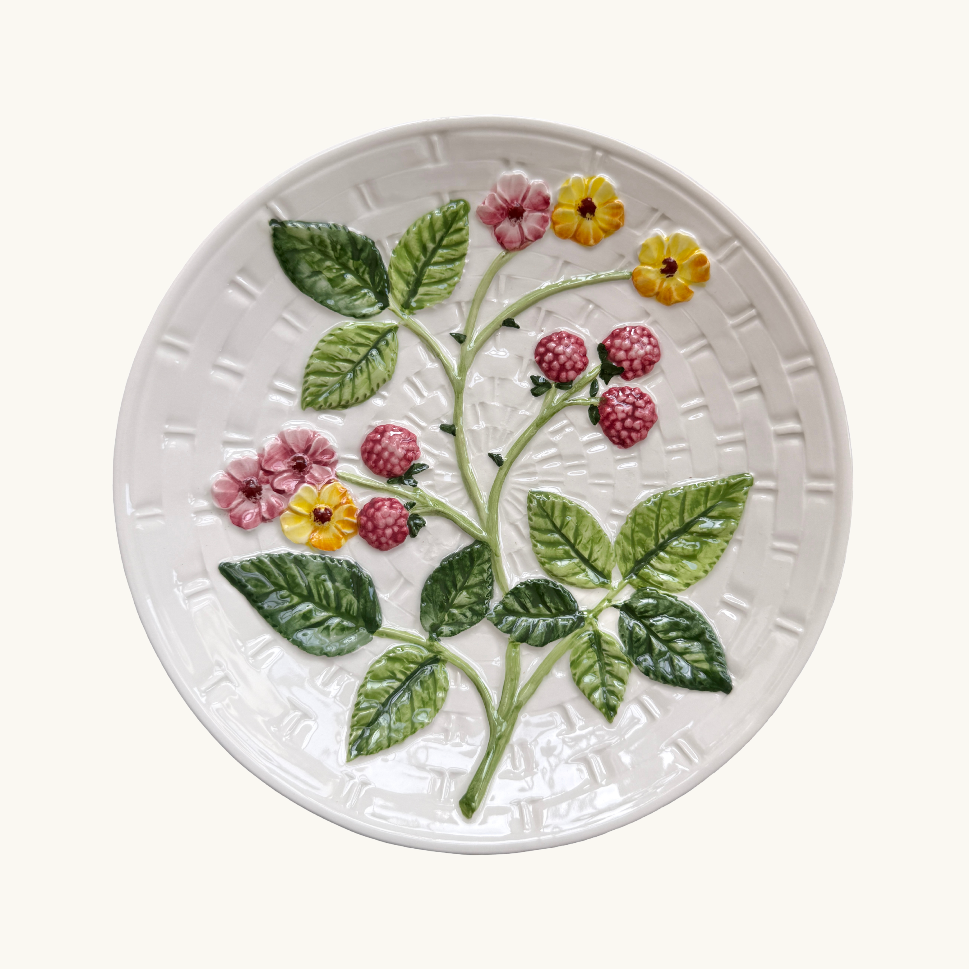 Berries and Flowers Basketweave Plate