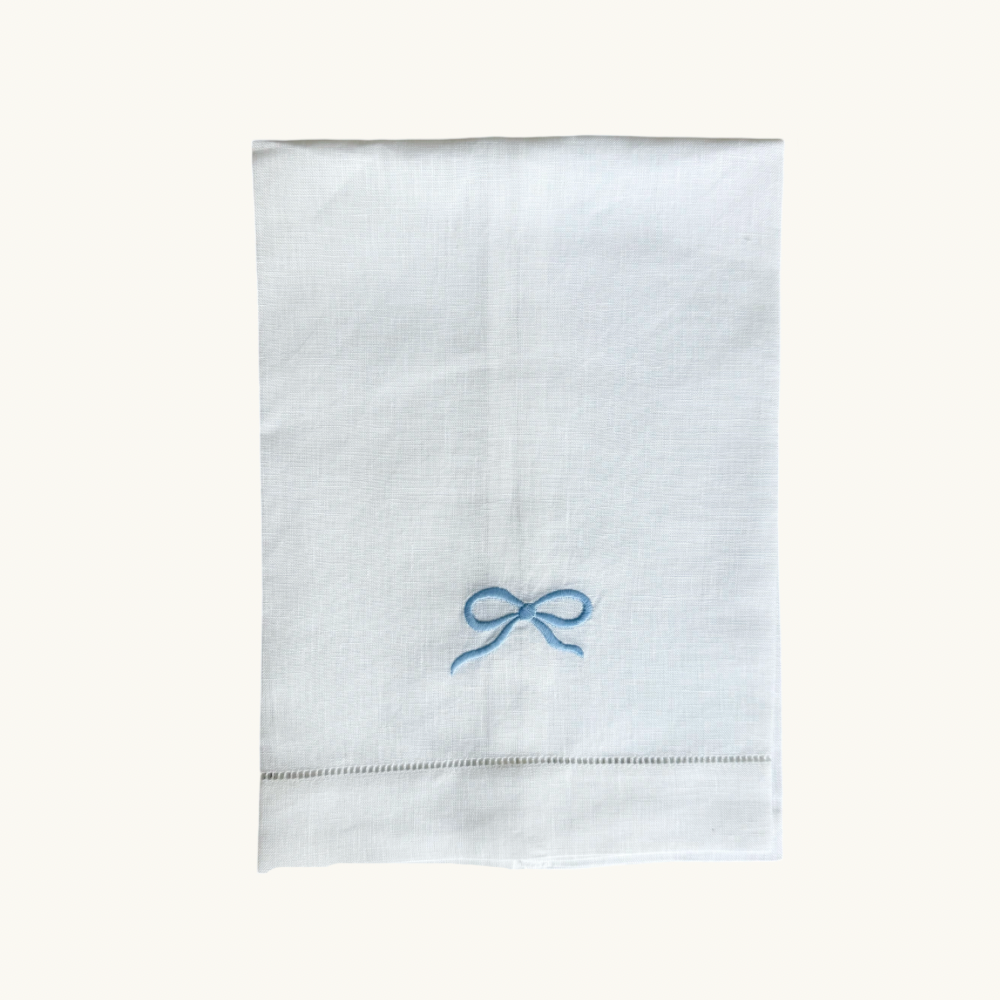 Blue Bow Embroidered Hand Towel