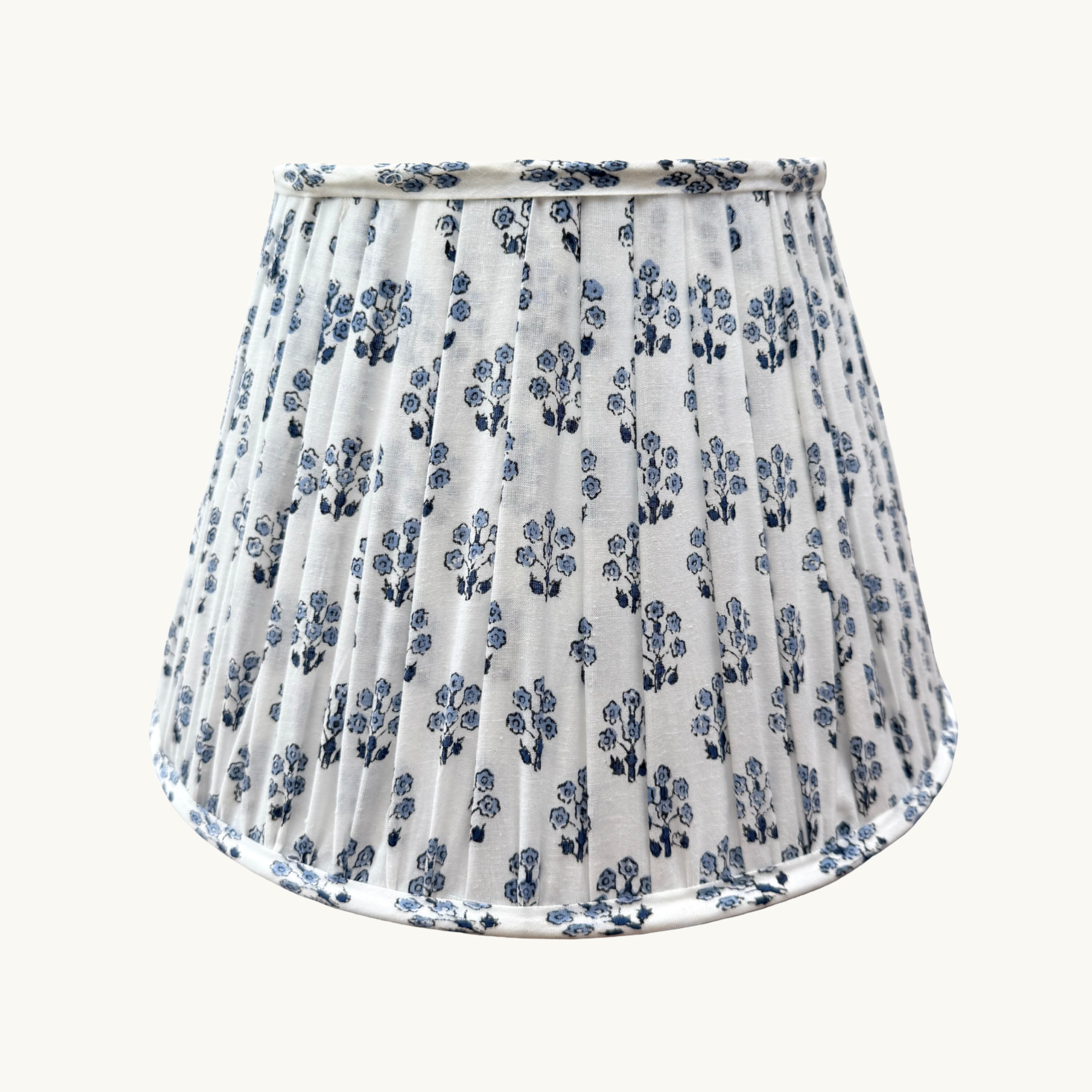 Blue Floral patterned lampshade on a white background