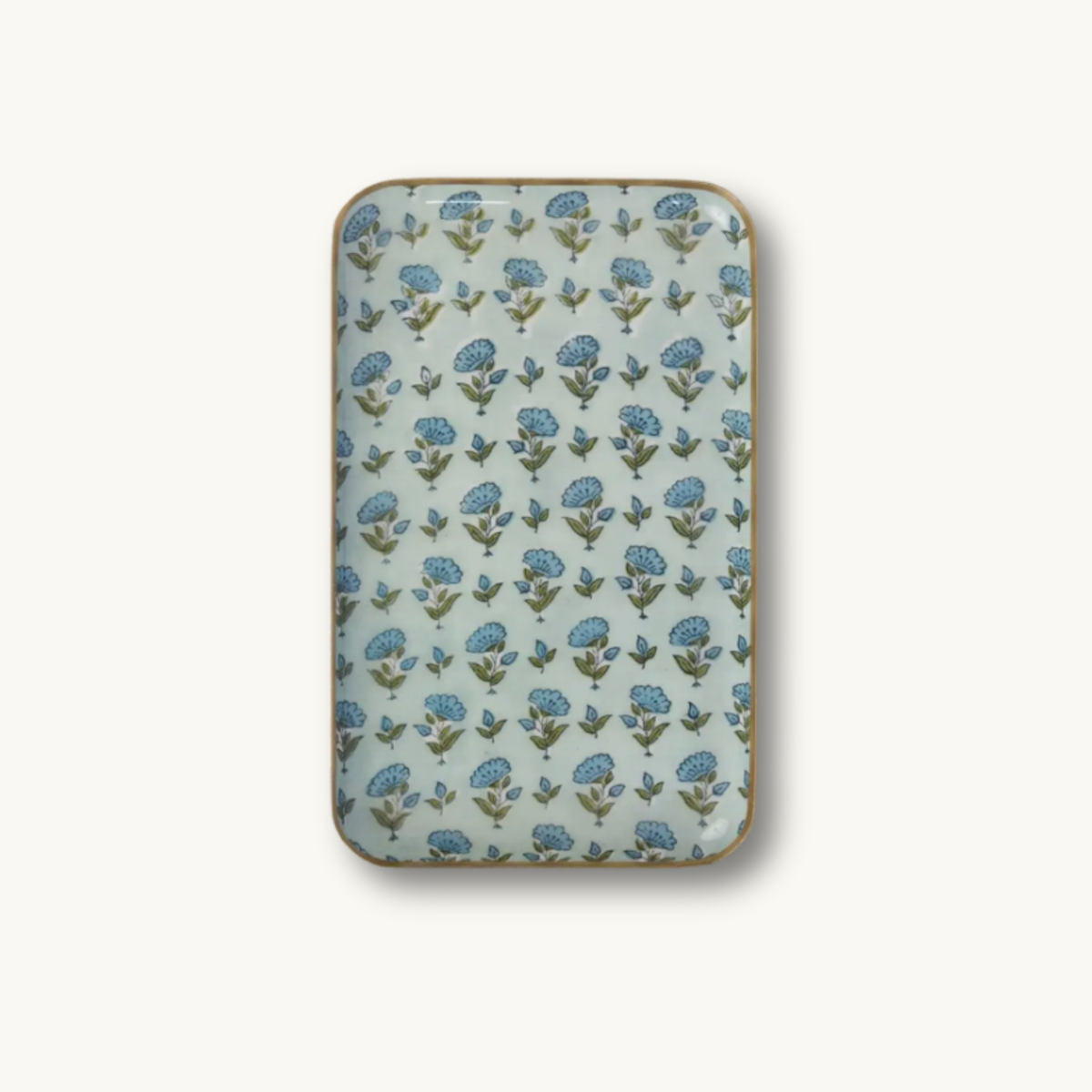 Blue Ditsy Floral Decorative Enamelled Tray (Medium)