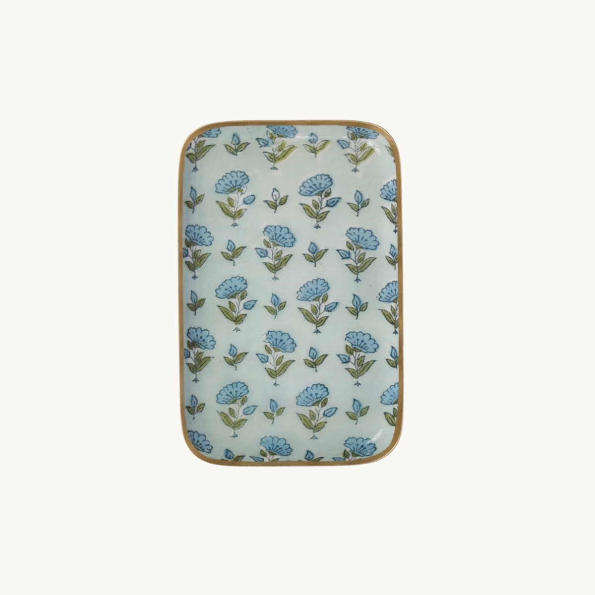 Blue Ditsy Floral Decorative Enamelled Tray (Small)