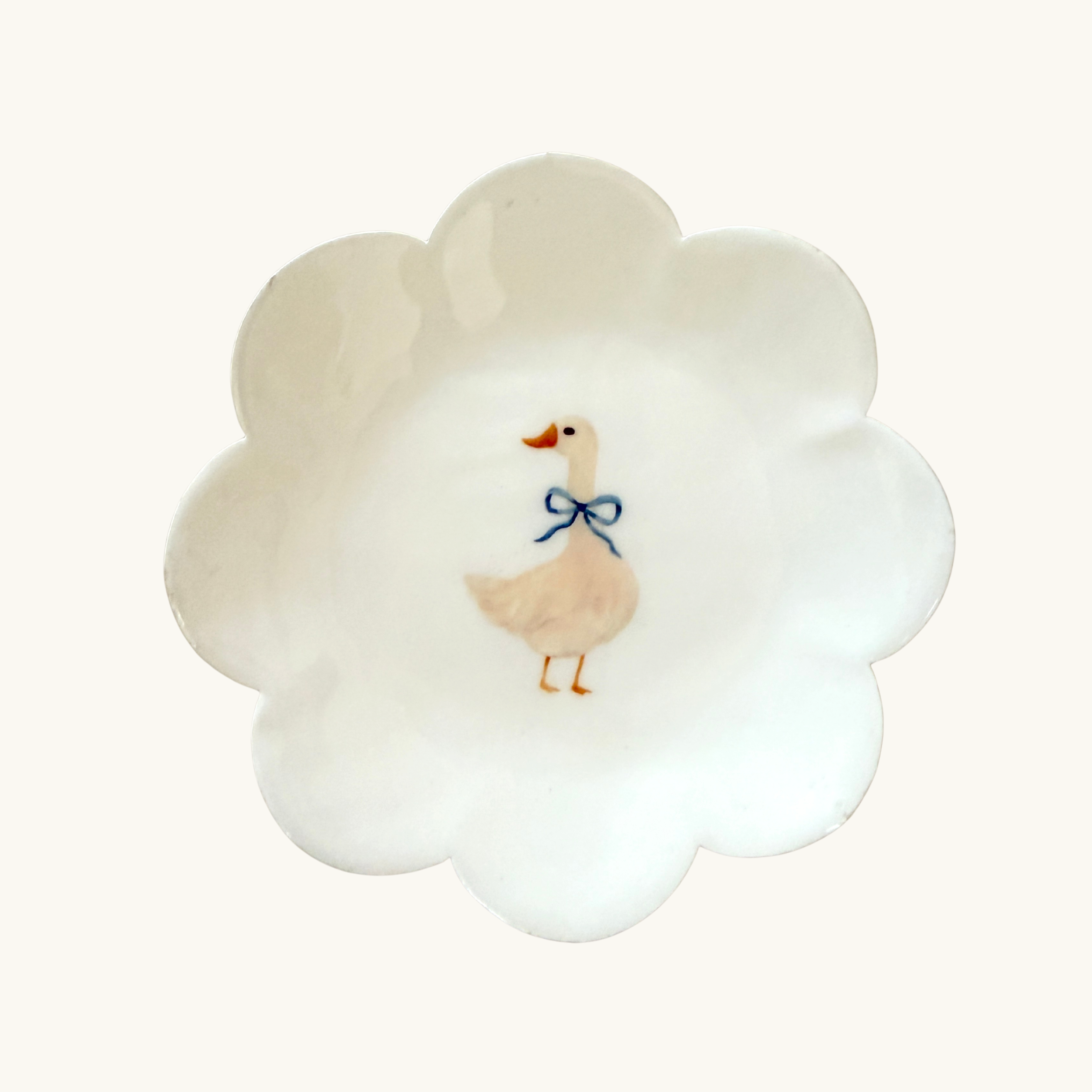 Blue Goose Scalloped Round Trinket Dish